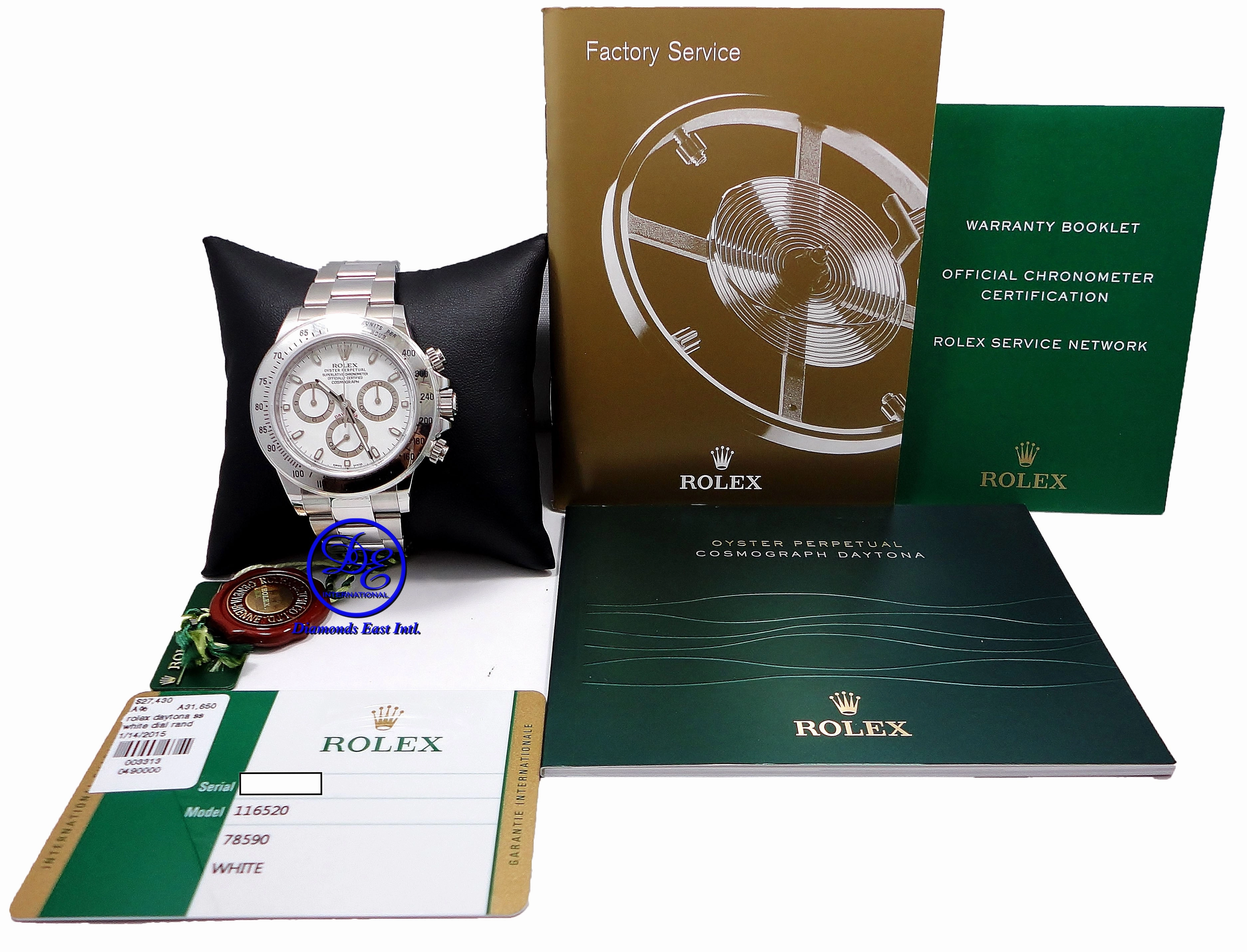 Rolex Daytona 116520 Cosmograph Steel Oyster White Dial BOX/PAPERS