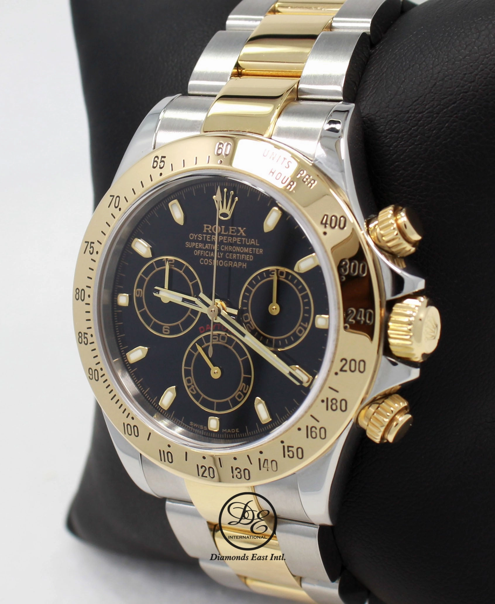 Rolex Daytona 116523 Black Dial Cosmograph 18K Yellow Gold /SS Watch PAPERS
