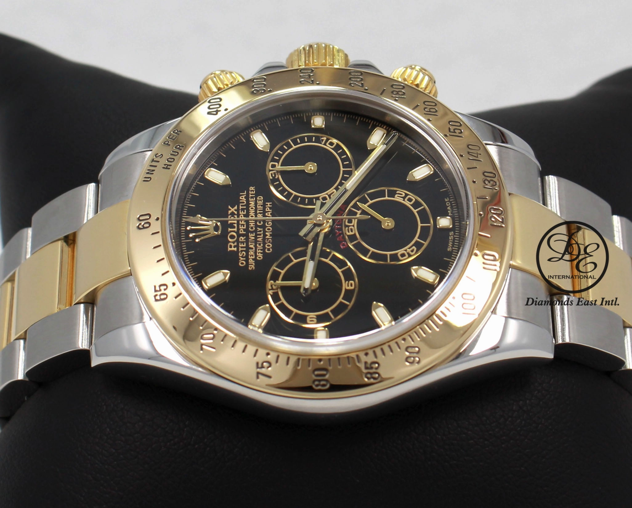 Rolex Daytona 116523 Black Dial Cosmograph 18K Yellow Gold /SS Watch PAPERS