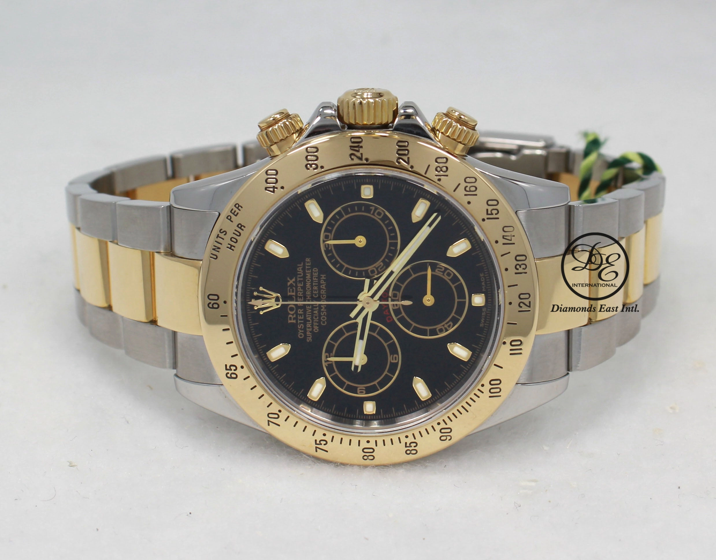 Rolex Daytona 116523 Black Dial Cosmograph 18K Yellow Gold /SS Watch PAPERS