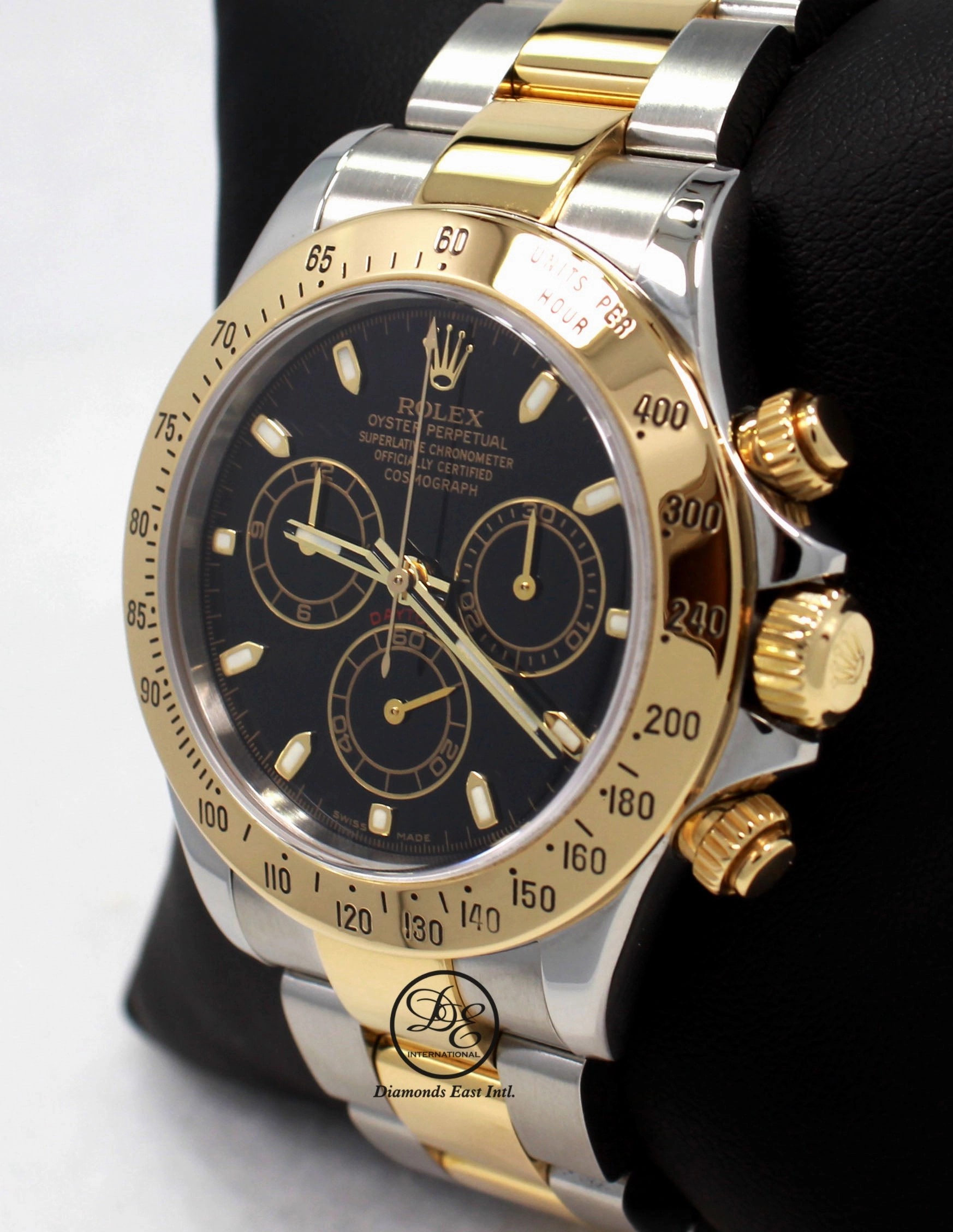Rolex Daytona 116523 Black Dial Cosmograph 18K Yellow Gold /SS Watch PAPERS