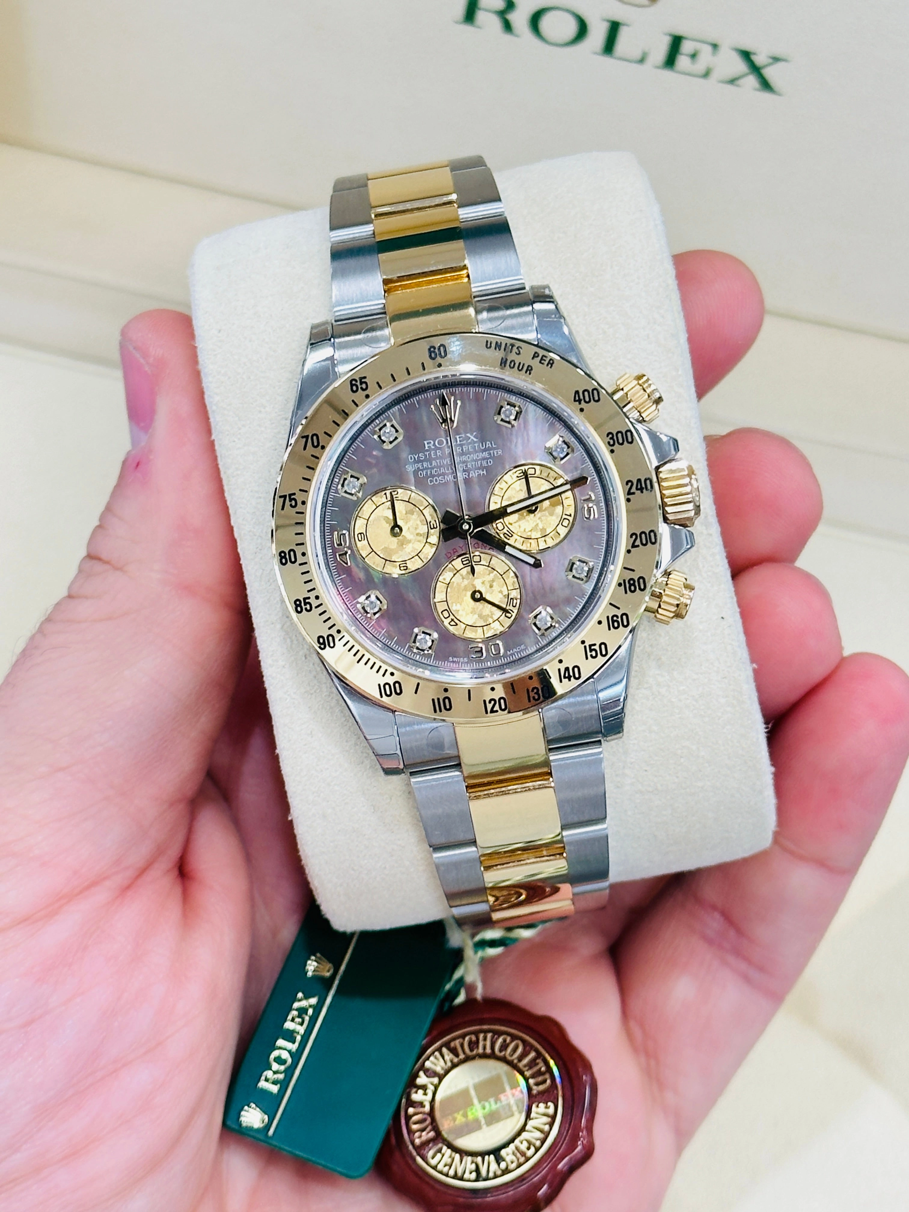 Rolex Daytona 116523 Tahitian Mother of pearl Full Stickers Unworn