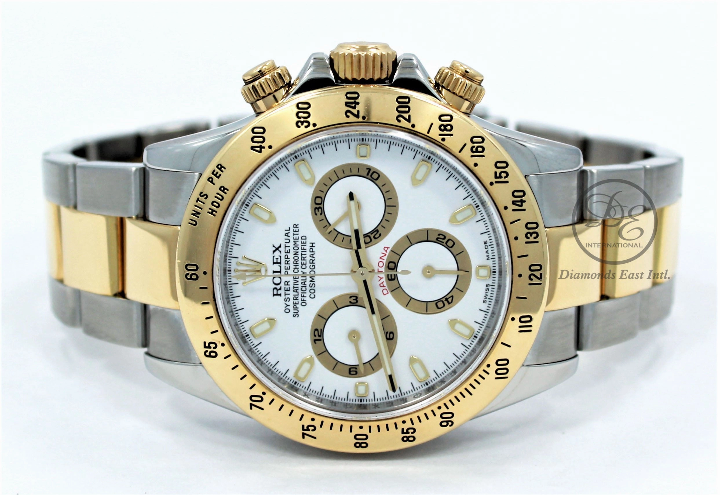 Rolex Daytona 116523 White Dial Cosmograph 18K Yellow Gold /SS Watch BOX/PAPERS