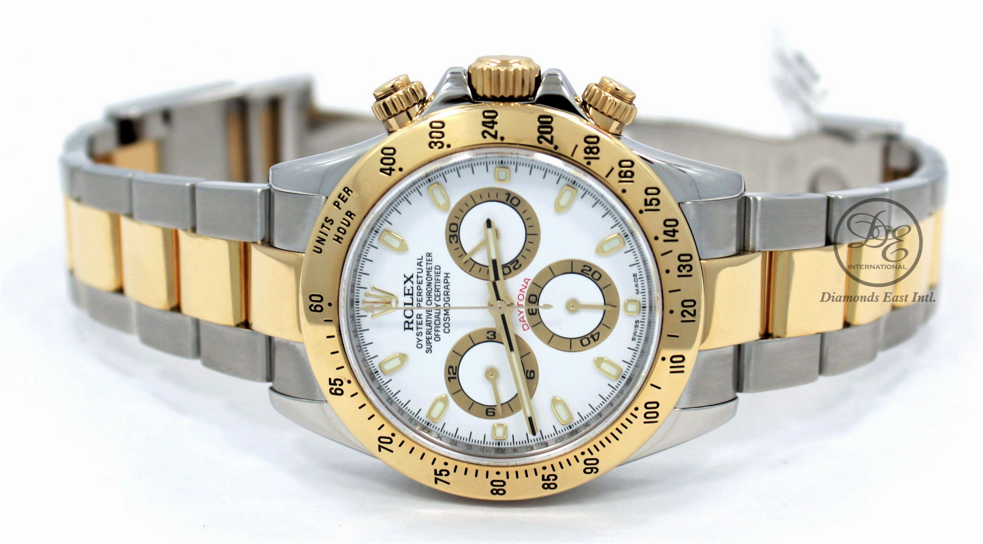 Rolex Daytona 116523 White Dial Cosmograph 18K Yellow Gold /SS Watch BOX/PAPERS