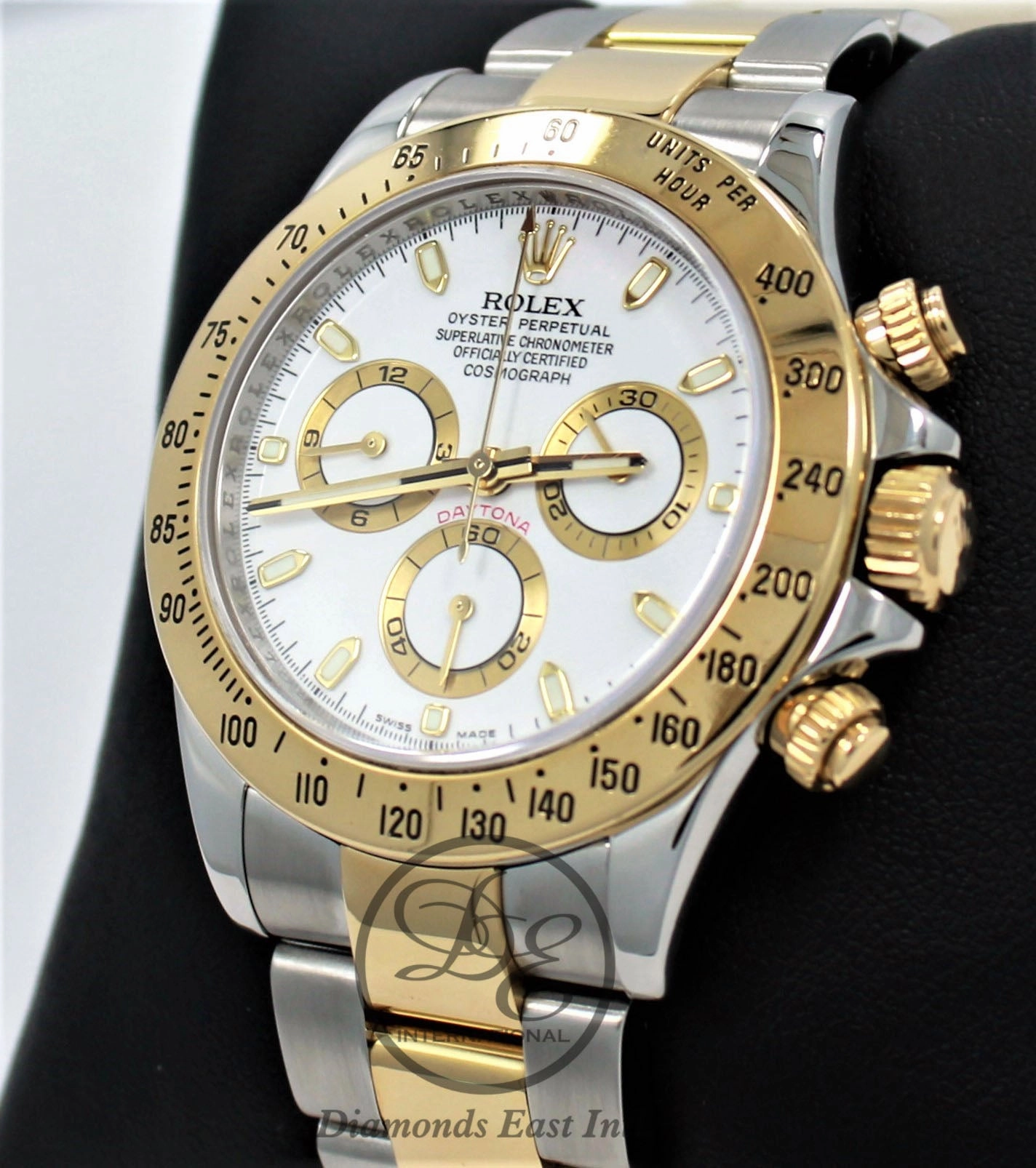 Rolex Daytona 116523 White Dial Cosmograph 18K Yellow Gold /SS Watch BOX/PAPERS