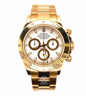 Rolex Daytona 116528 18K Yellow Gold White Dial  Oyster Perpetual Cosmograph Watch