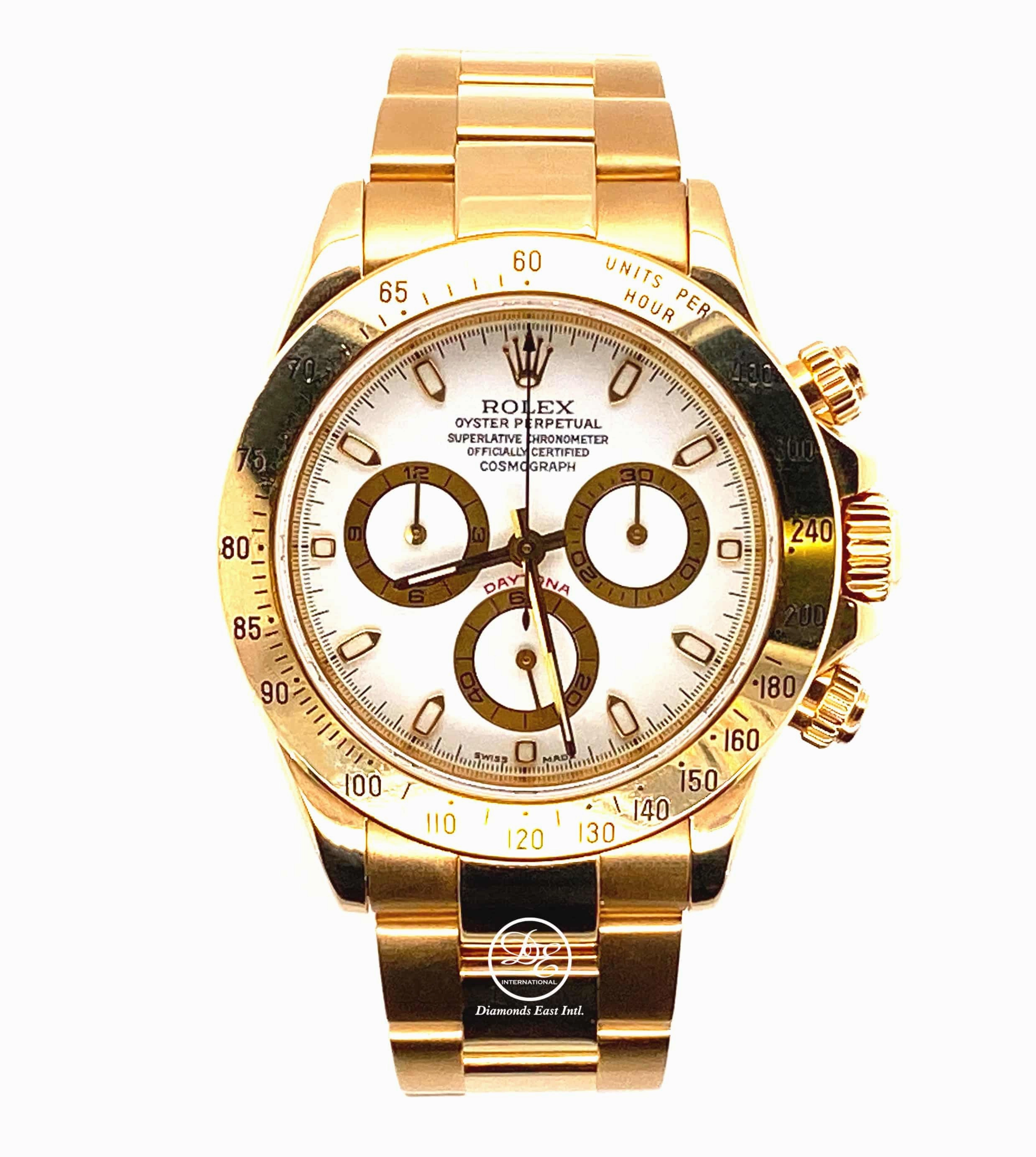Rolex Daytona 116528 18K Yellow Gold White Dial  Oyster Perpetual Cosmograph Watch