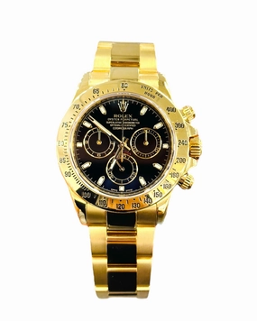 Rolex Daytona 116528 Black Dial Yellow Gold PreOwned Box