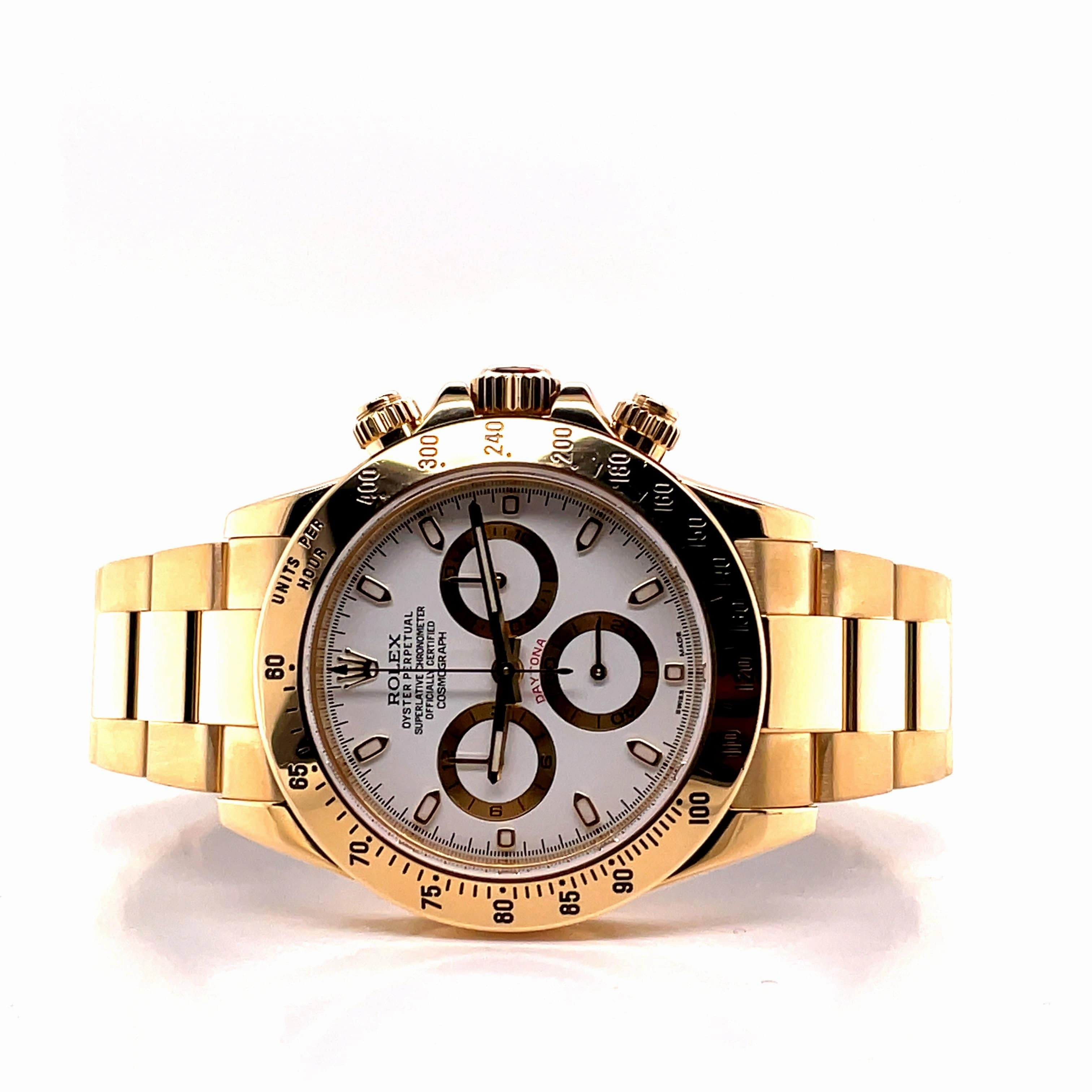 Rolex Daytona 116528 Yellow Gold White Dial Box and Papers