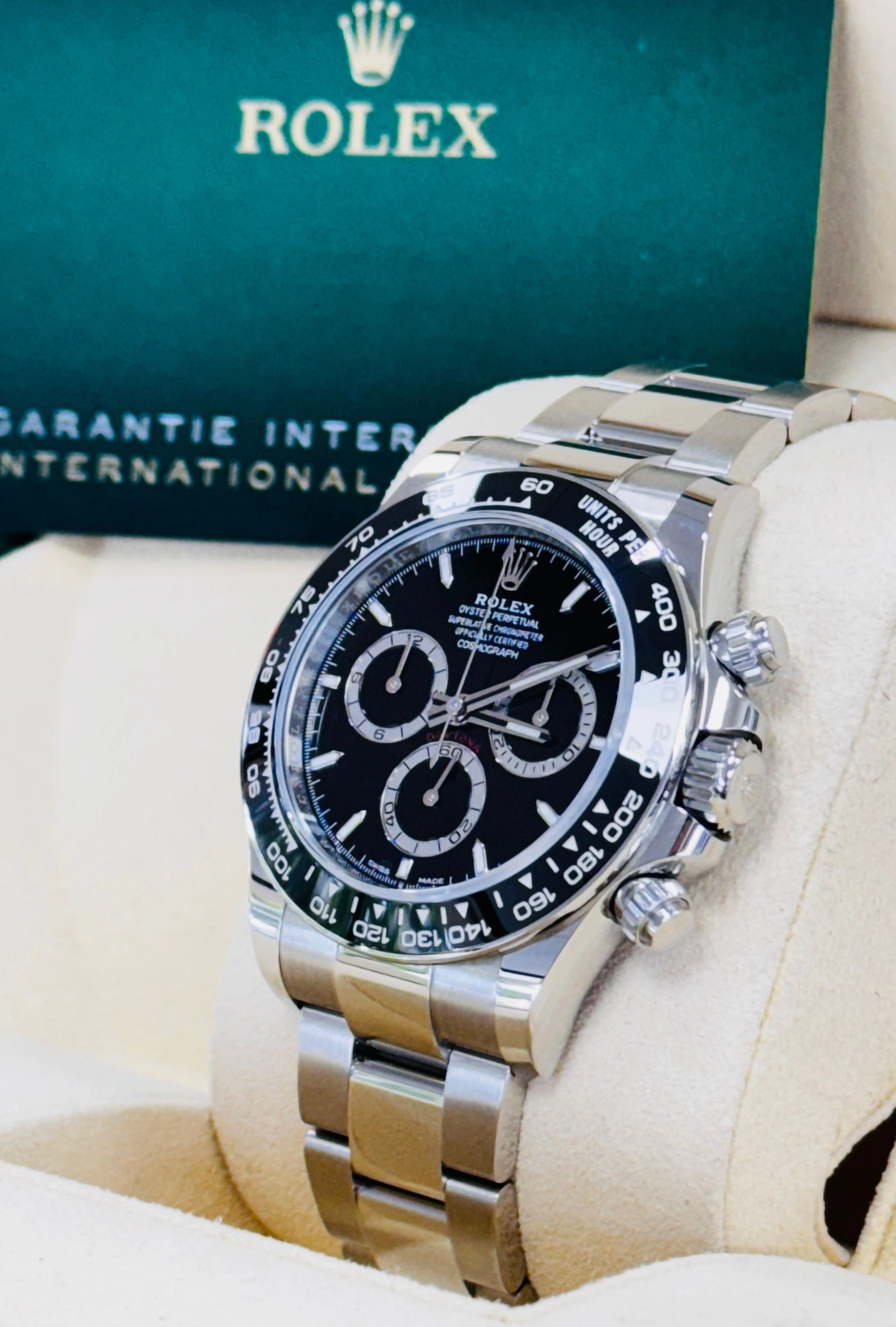 Rolex Daytona 126500 LN Black Cerachrom Bezel Black Index Dial Oyster Bracelet Box / Papers UNWORN
