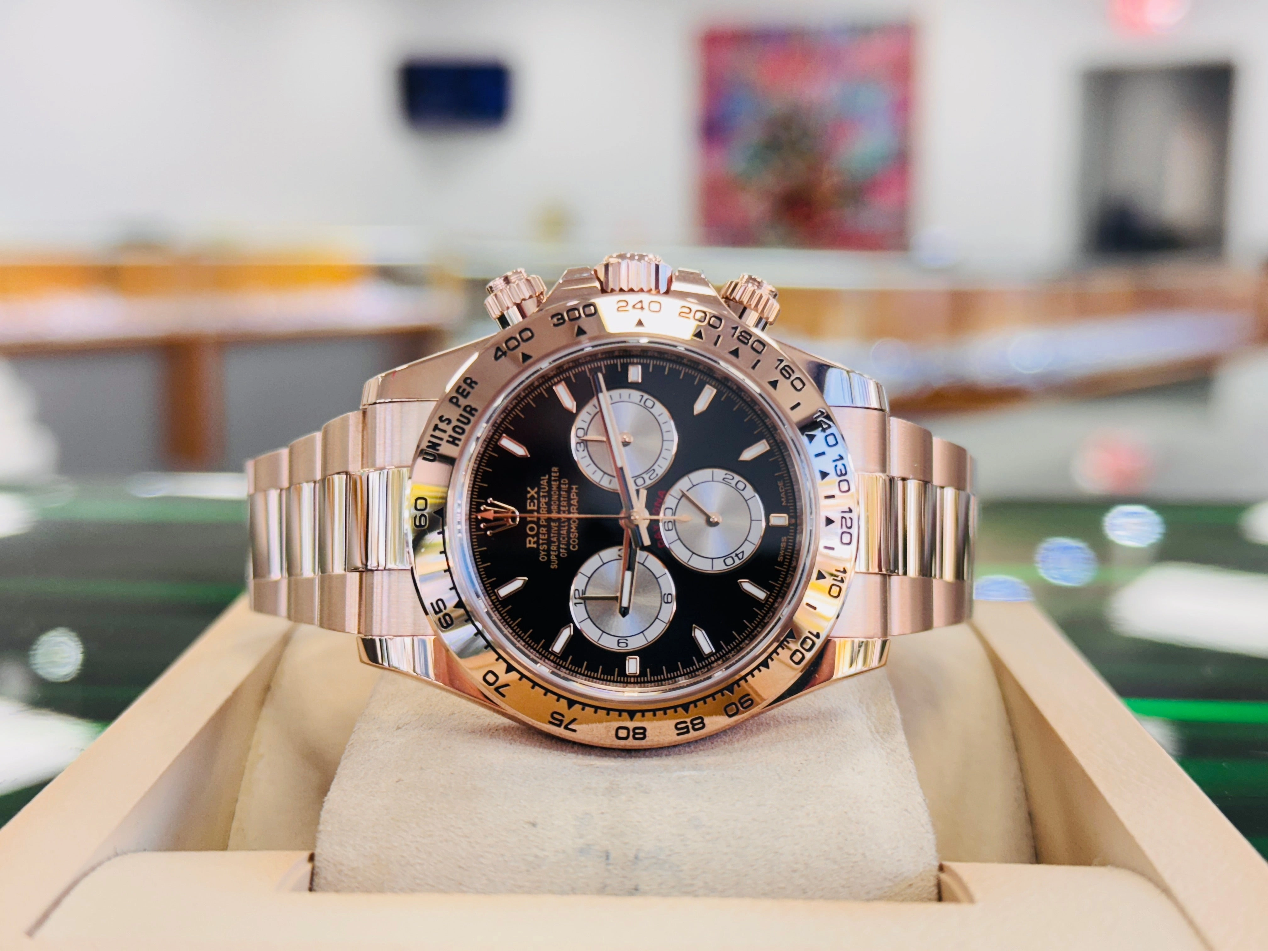 Rolex Daytona 126505 Cosmograph 18K Rose Gold with Black Dial Box and Papers MINT