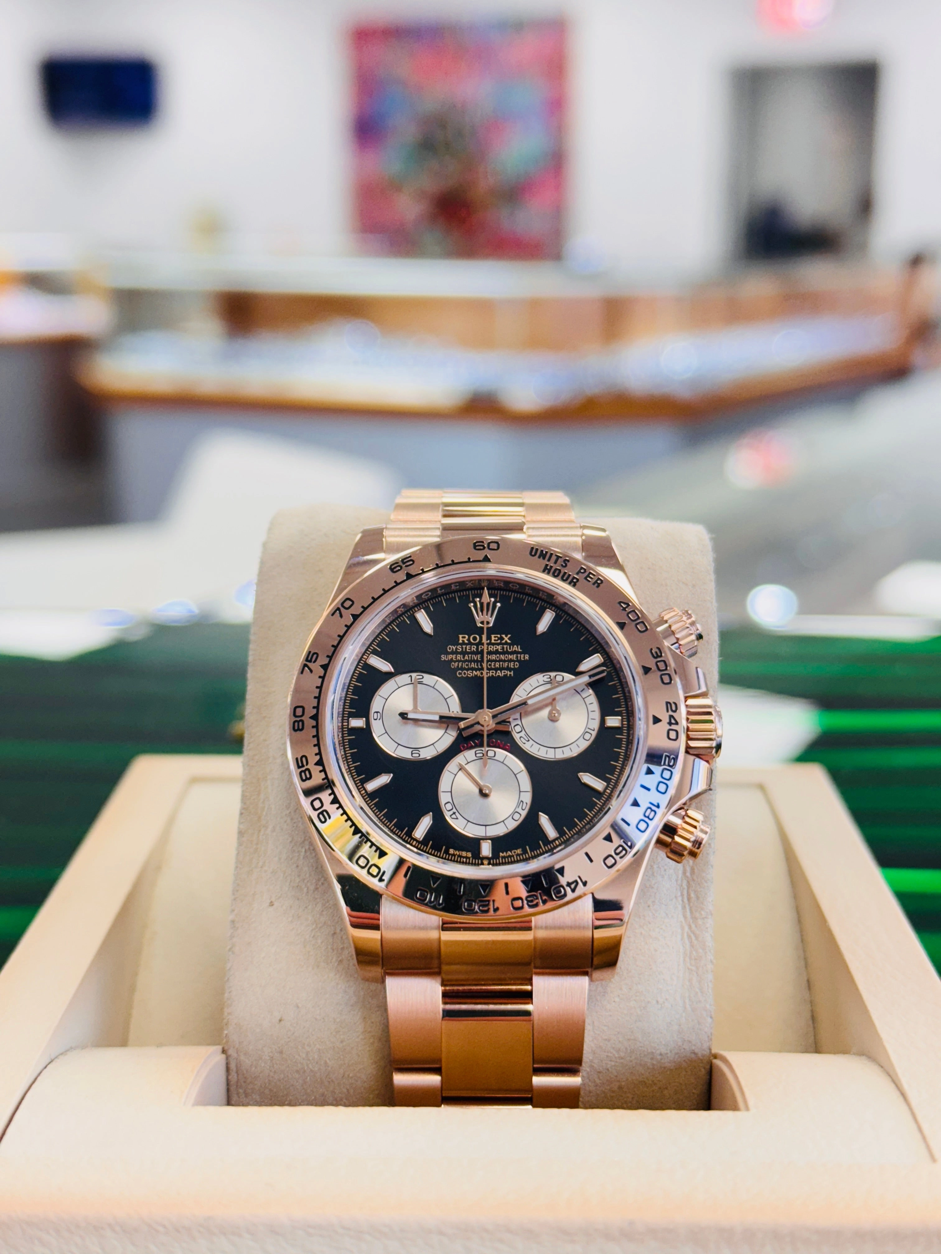 Rolex Daytona 126505 Cosmograph 18K Rose Gold with Black Dial Box and Papers MINT