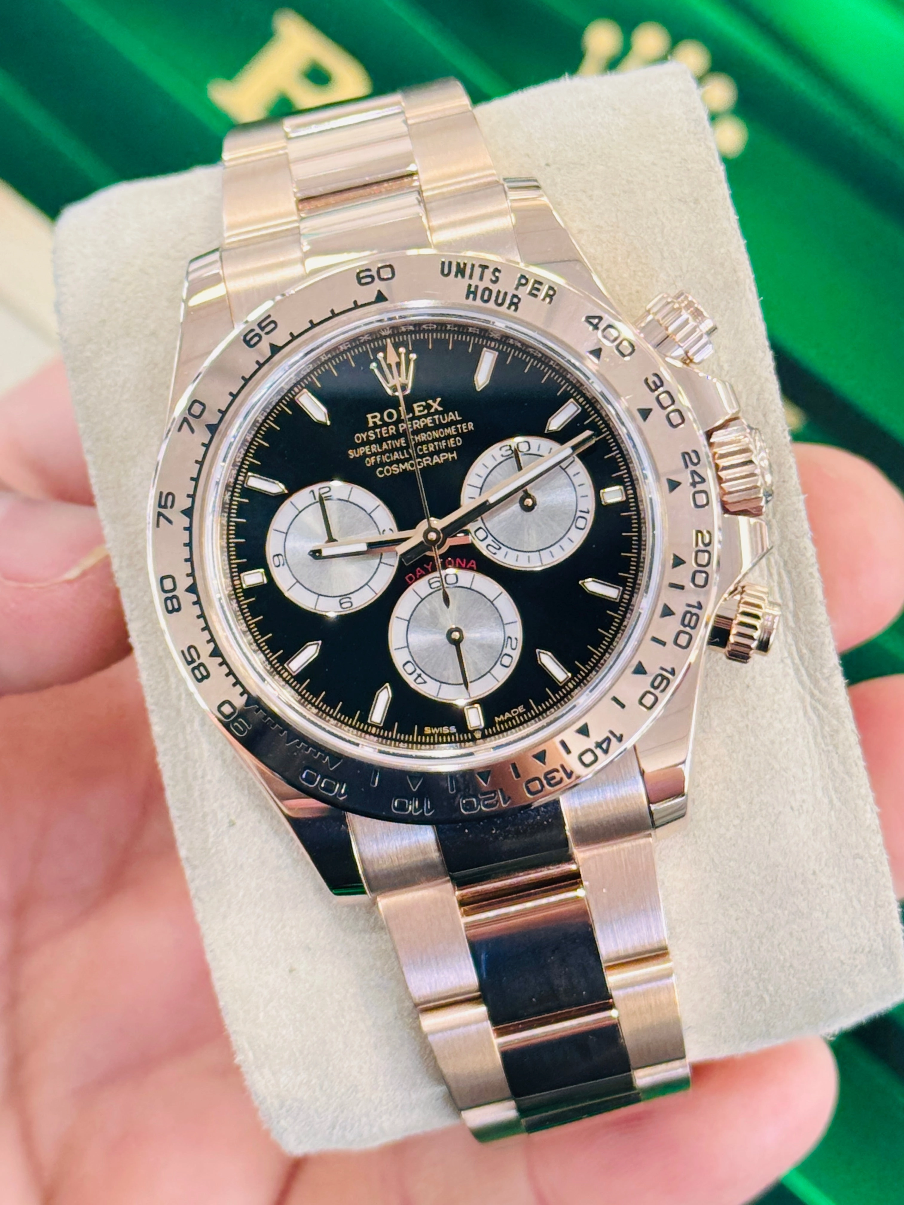 Rolex Daytona 126505 Cosmograph 18K Rose Gold with Black Dial Box and Papers MINT