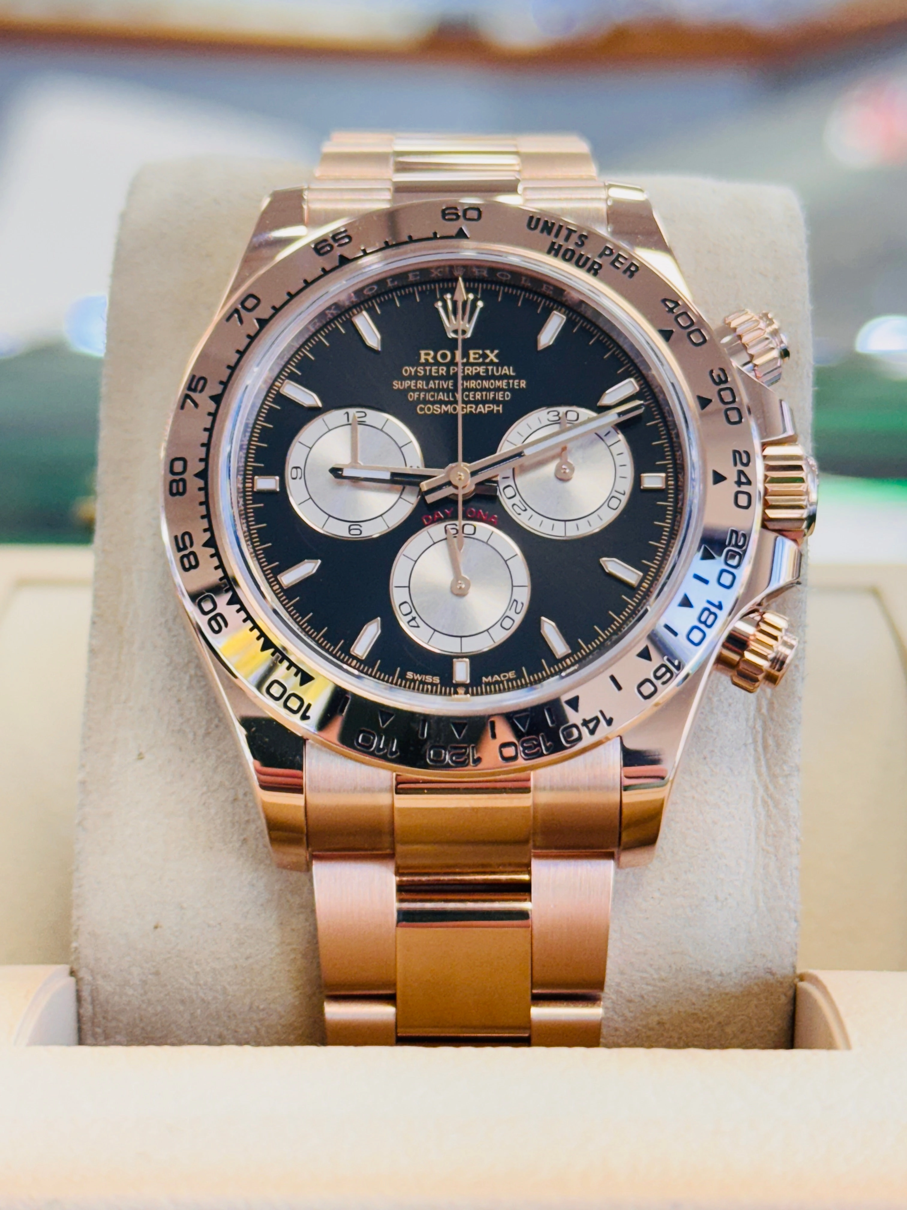 Rolex Daytona 126505 Cosmograph 18K Rose Gold with Black Dial Box and Papers MINT