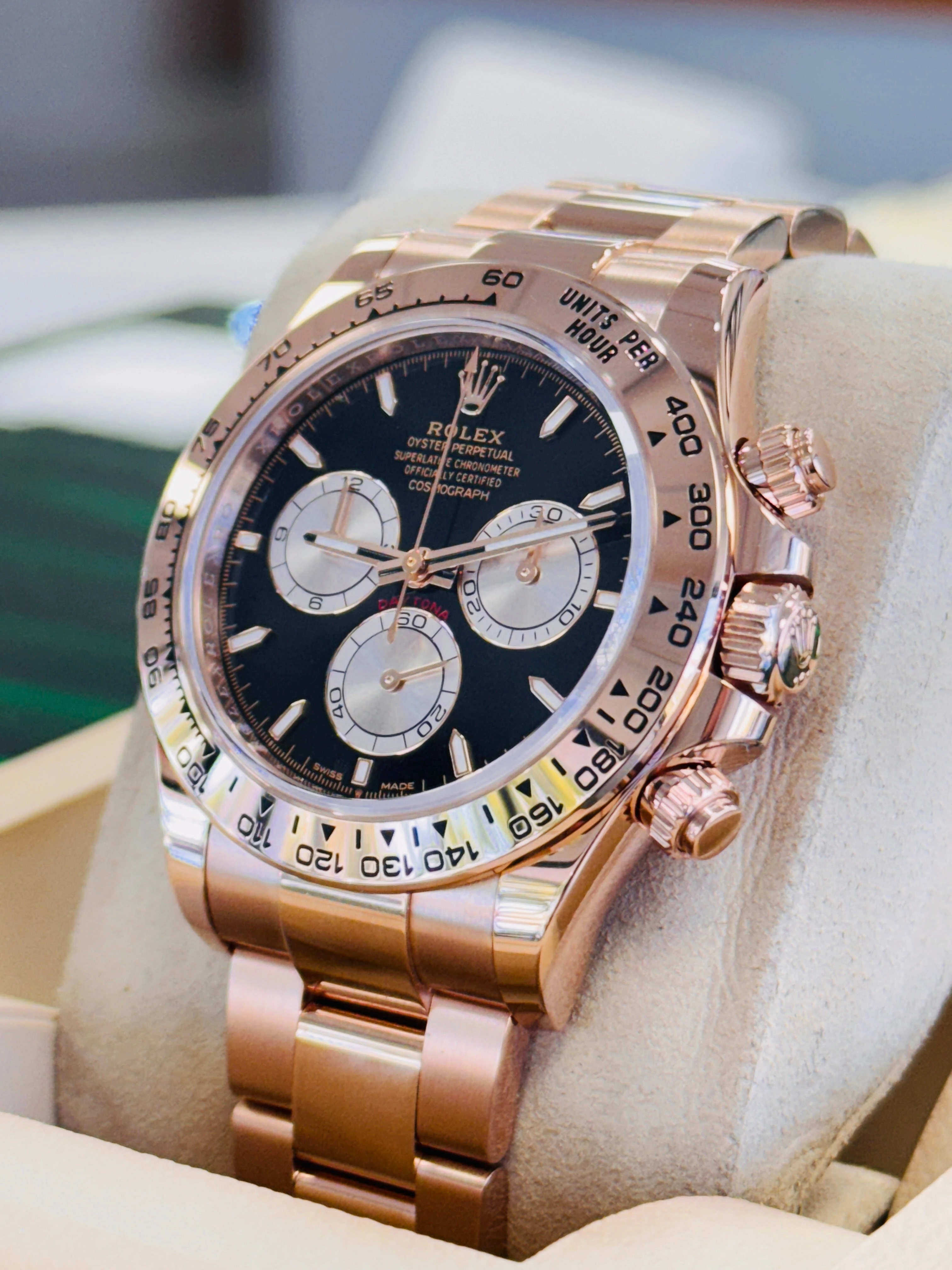Rolex Daytona 126505 Cosmograph 18K Rose Gold with Black Dial Box and Papers MINT