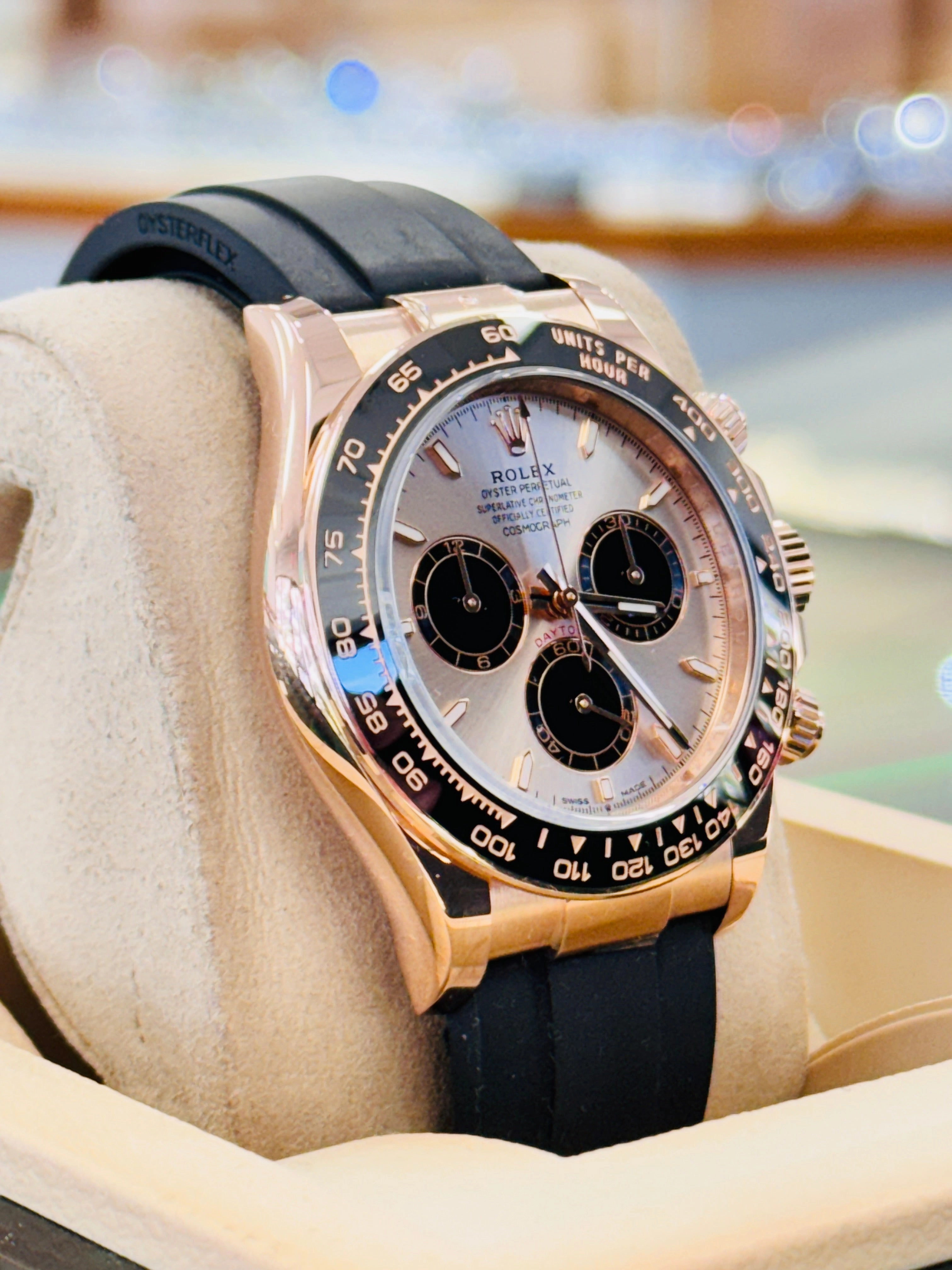 Rolex Daytona 126515LN Rose Gold  Oysterflex Sundust Dial Box and Papers MINT