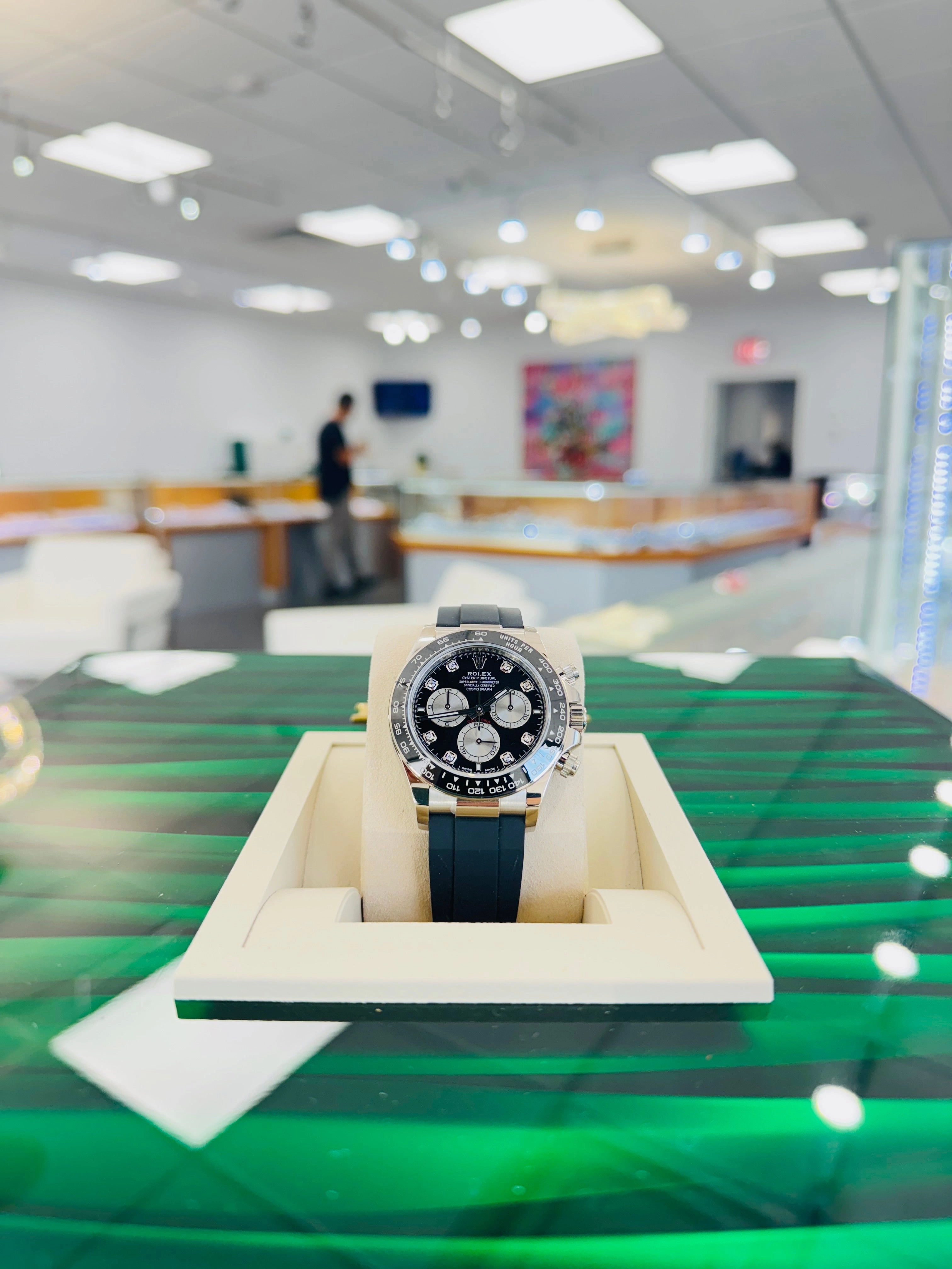 Rolex Daytona 126519LN  Cosmograph 18K White Gold  Factory Black Diamond Dial  Oysterflex Box and Papers Unworn