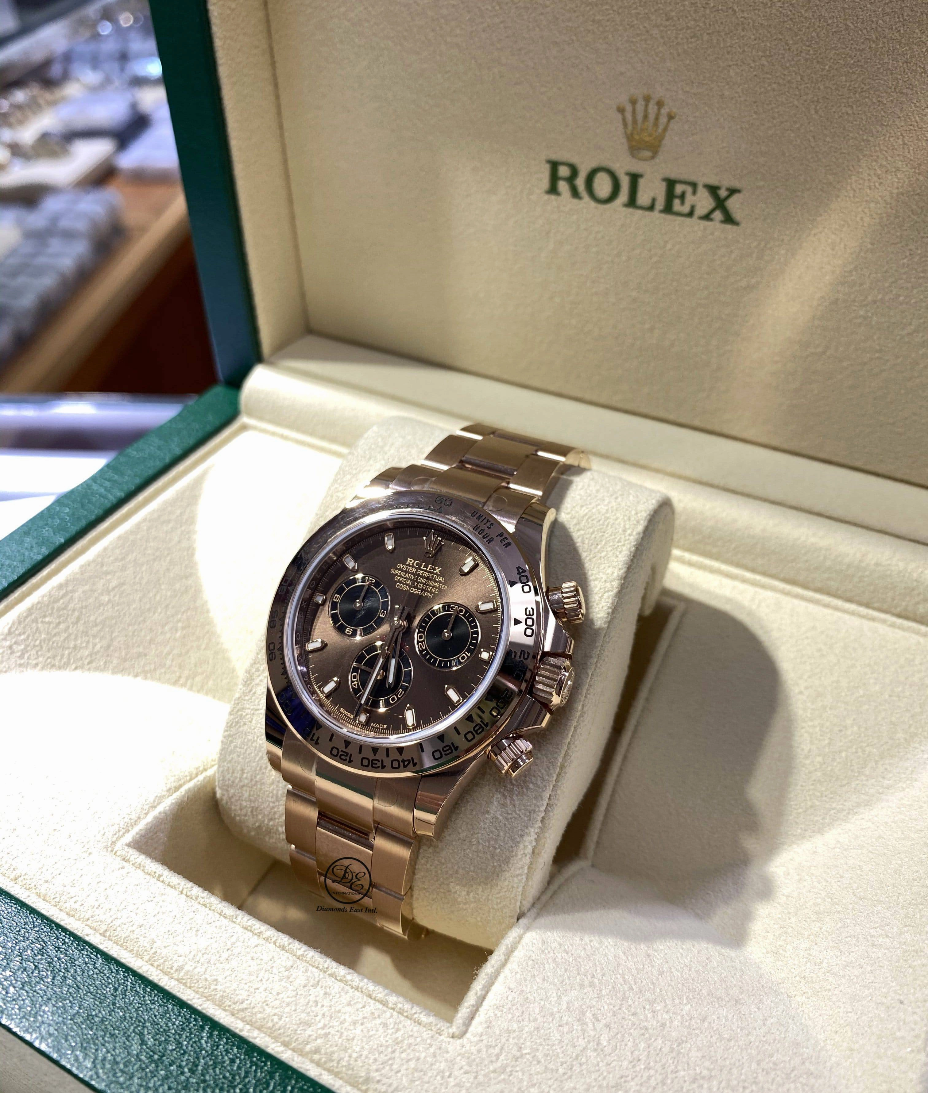 Rolex Daytona Chocolate 116505 18K Rose Gold Cosmograph Oyster Watch NEW