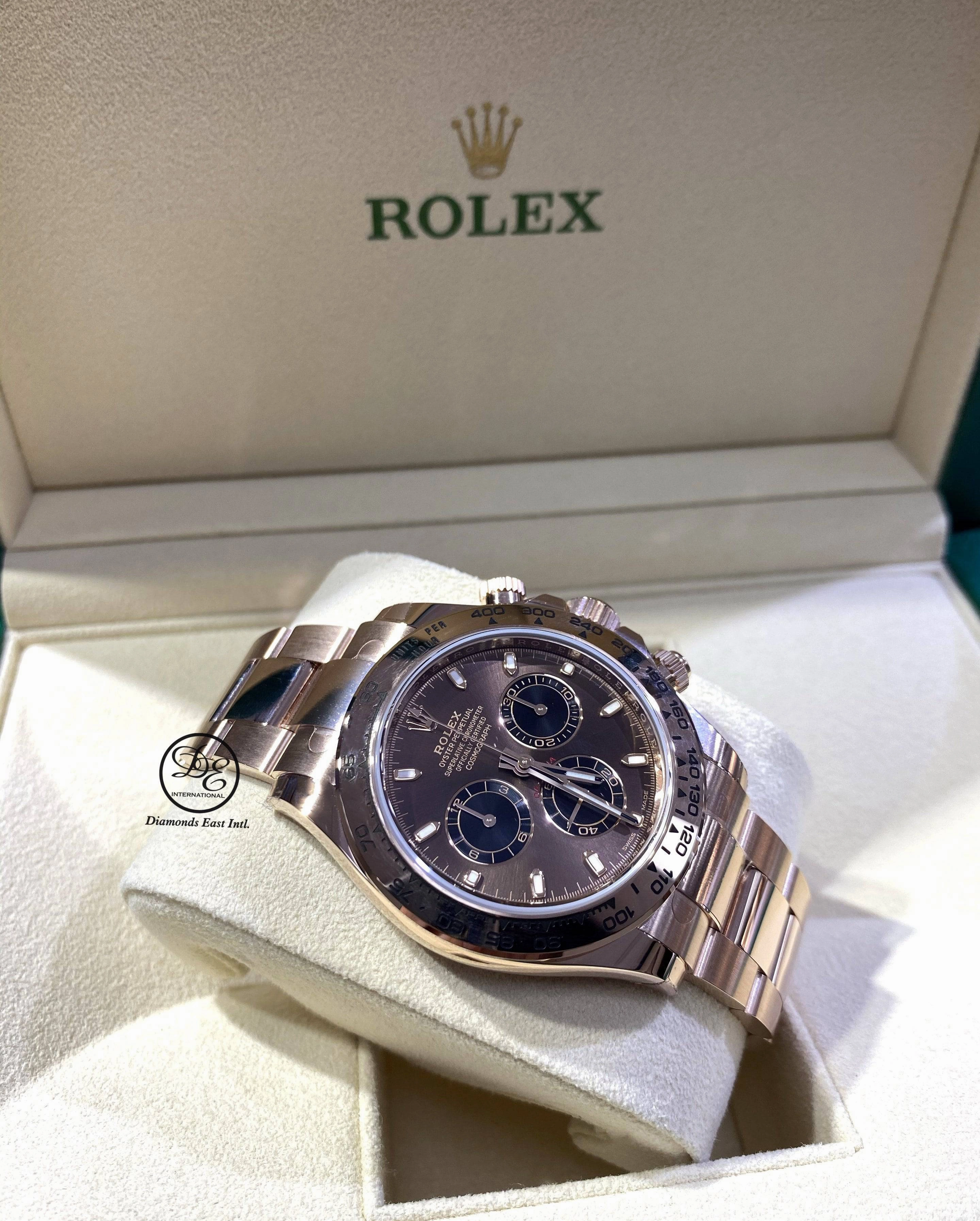 Rolex Daytona Chocolate 116505 18K Rose Gold Cosmograph Oyster Watch NEW