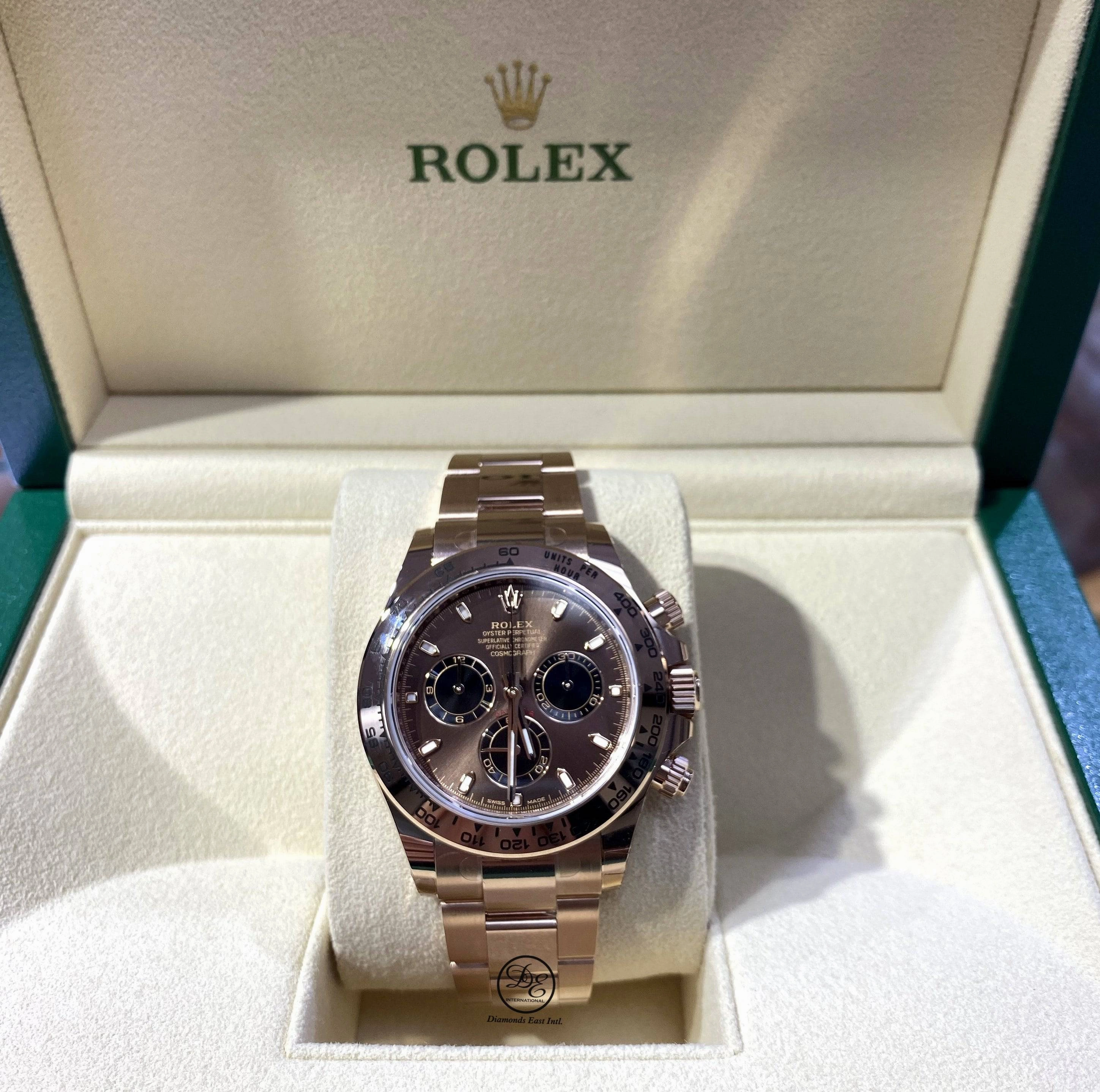 Rolex Daytona Chocolate 116505 18K Rose Gold Cosmograph Oyster Watch NEW