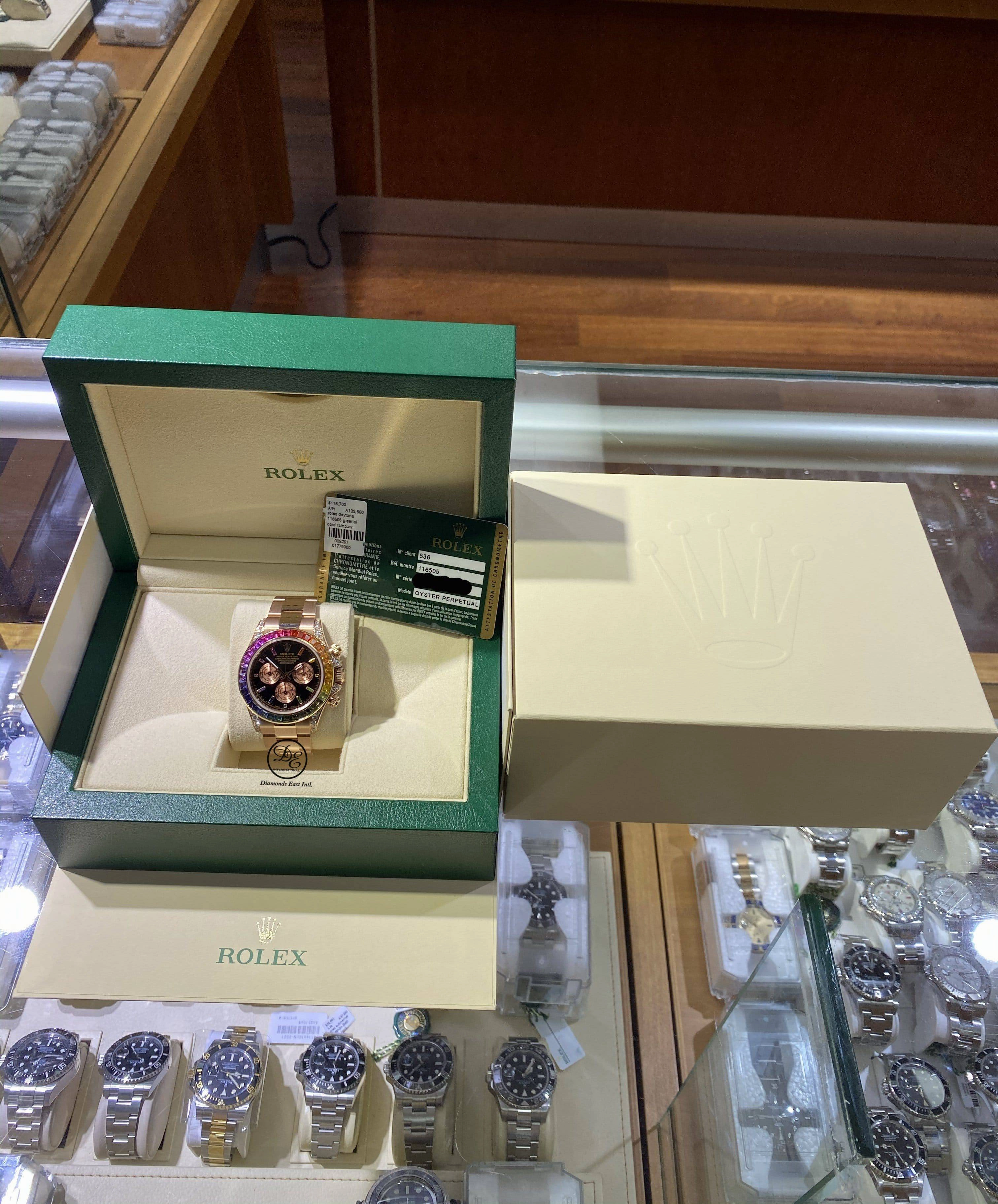 Rolex Daytona Custom Rainbow 116505 18k Rose Gold  Chronograph BOX/PAPERS