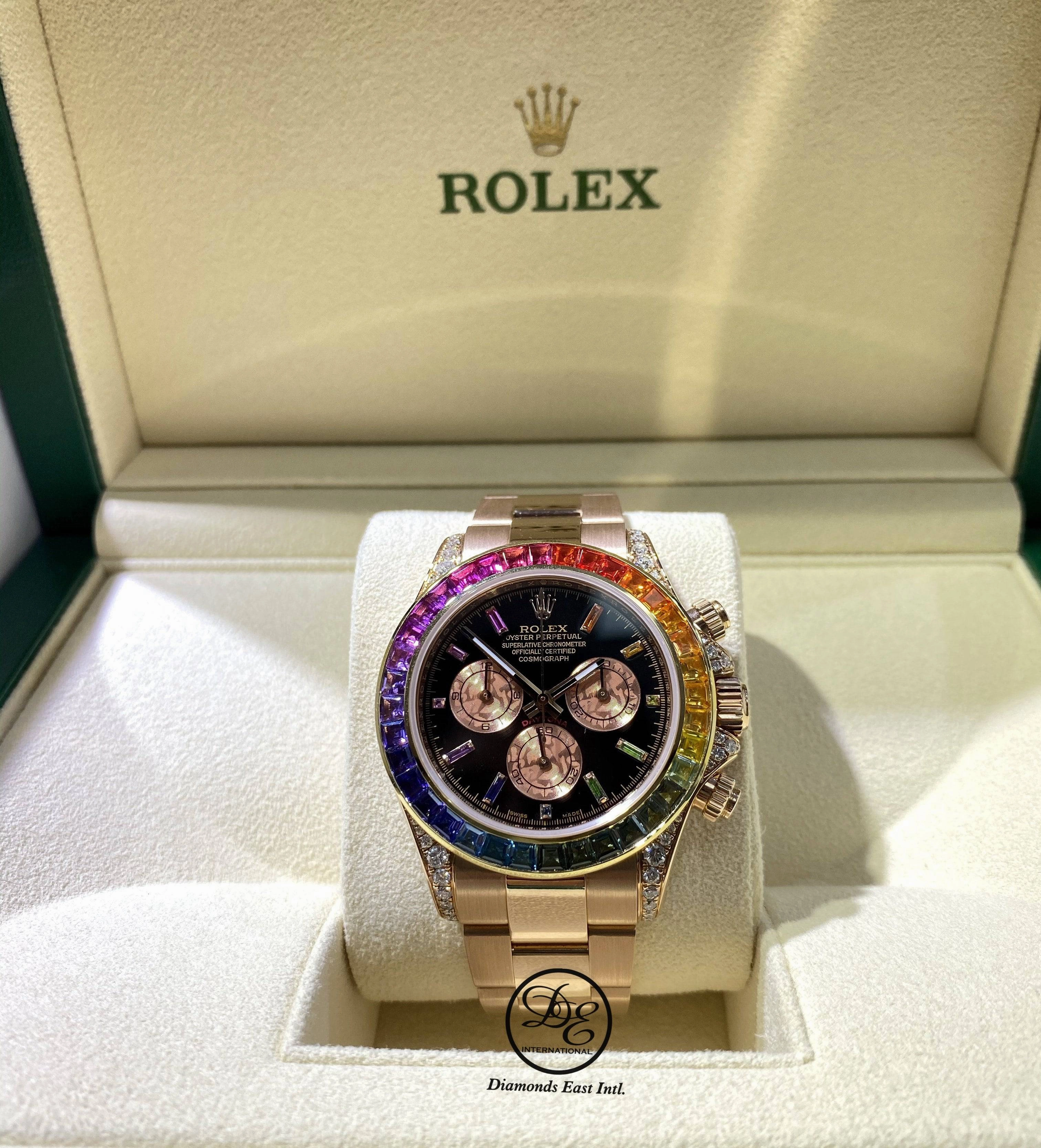 Rolex Daytona Custom Rainbow 116505 18k Rose Gold  Chronograph BOX/PAPERS