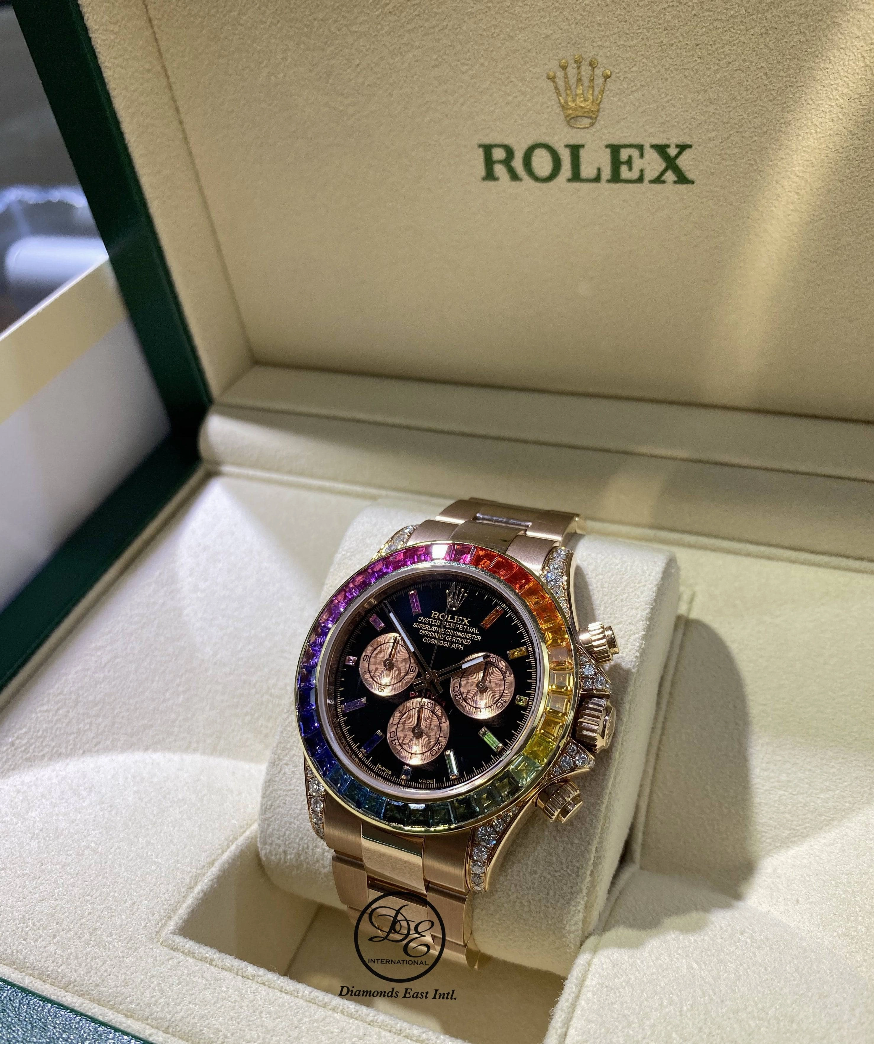 Rolex Daytona Custom Rainbow 116505 18k Rose Gold  Chronograph BOX/PAPERS