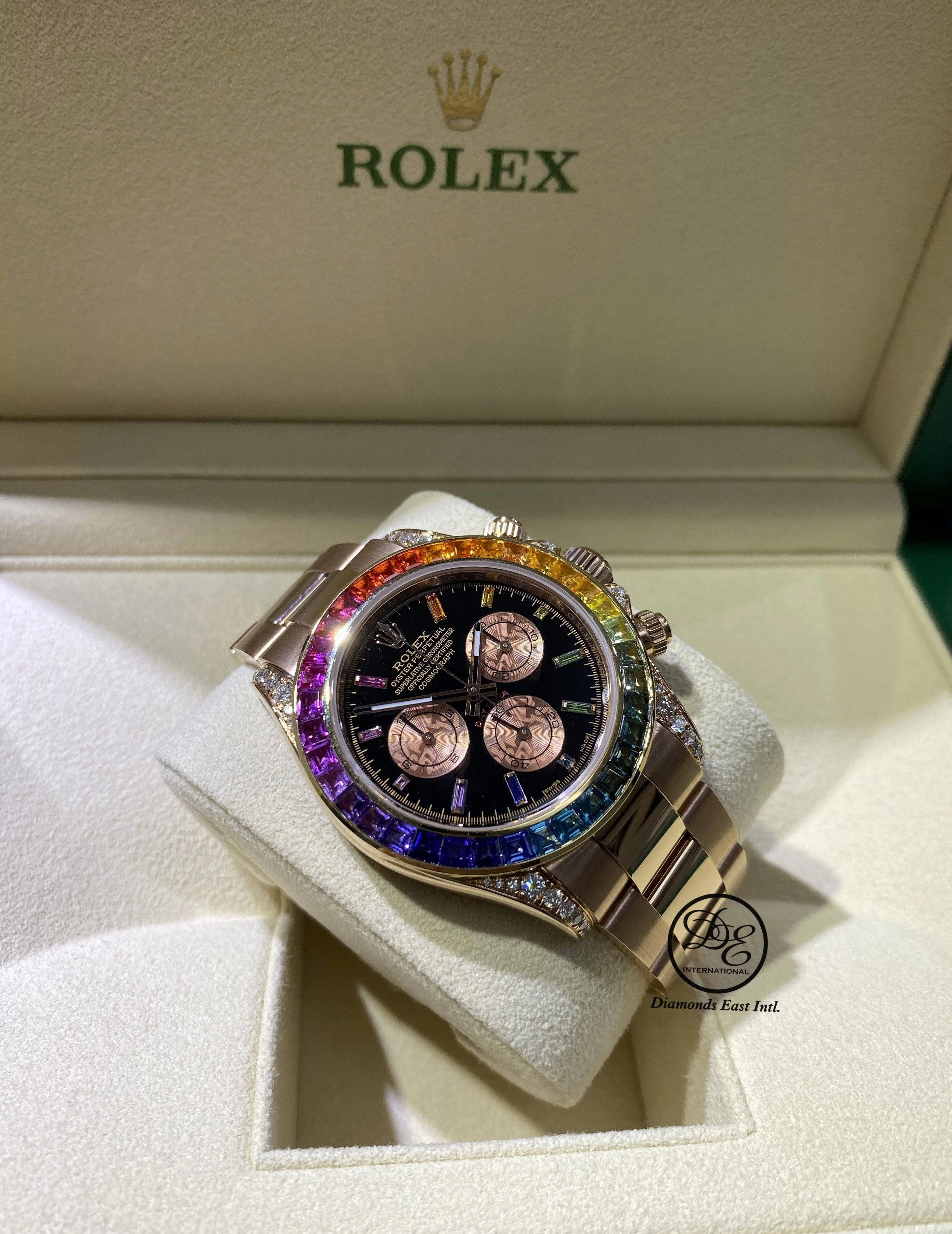 Rolex Daytona Custom Rainbow 116505 18k Rose Gold  Chronograph BOX/PAPERS