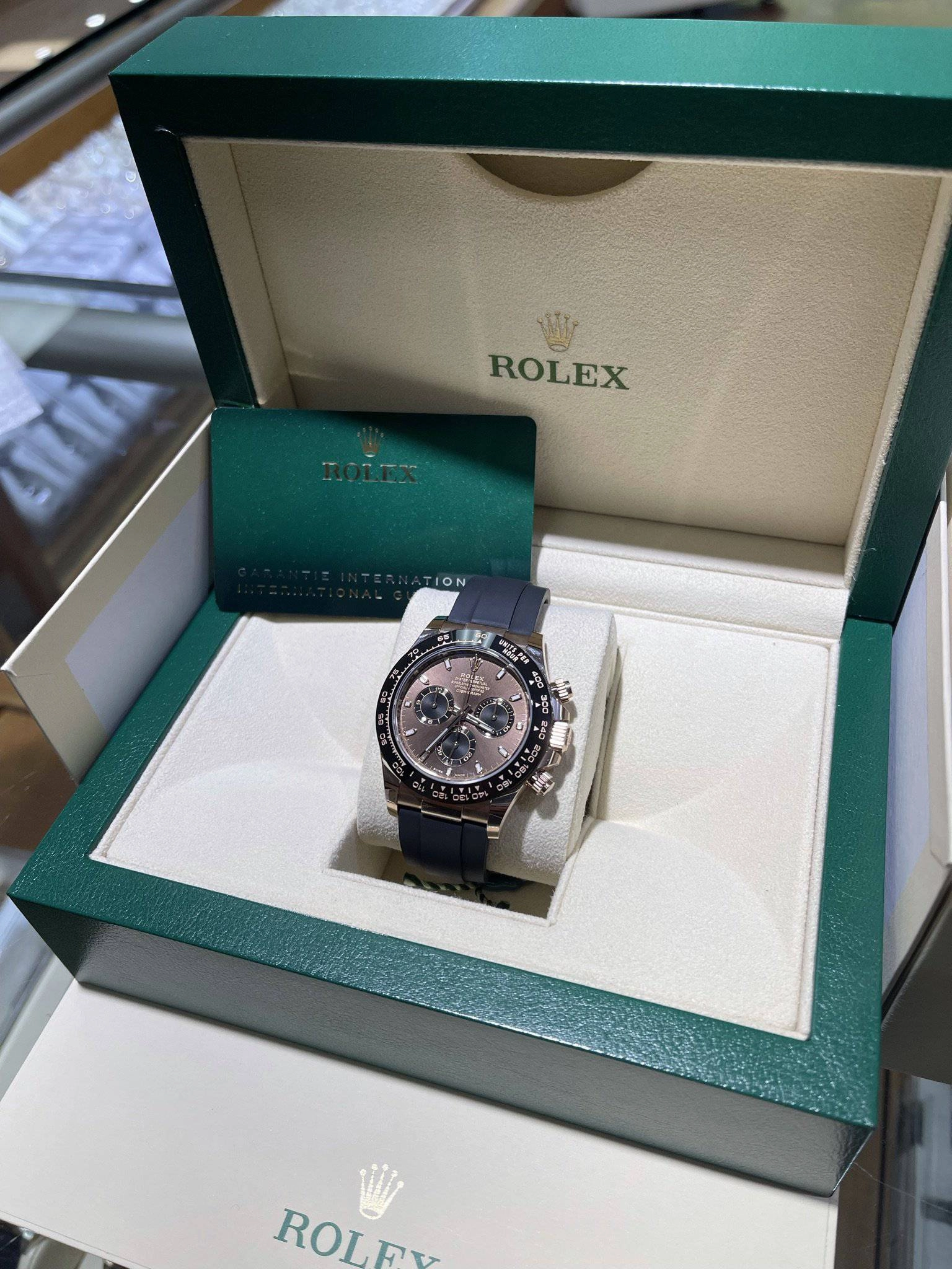 Rolex Daytona Oysterflex 116515 LN Chocolate Stick Dial Ceramic Bezel UNWORN