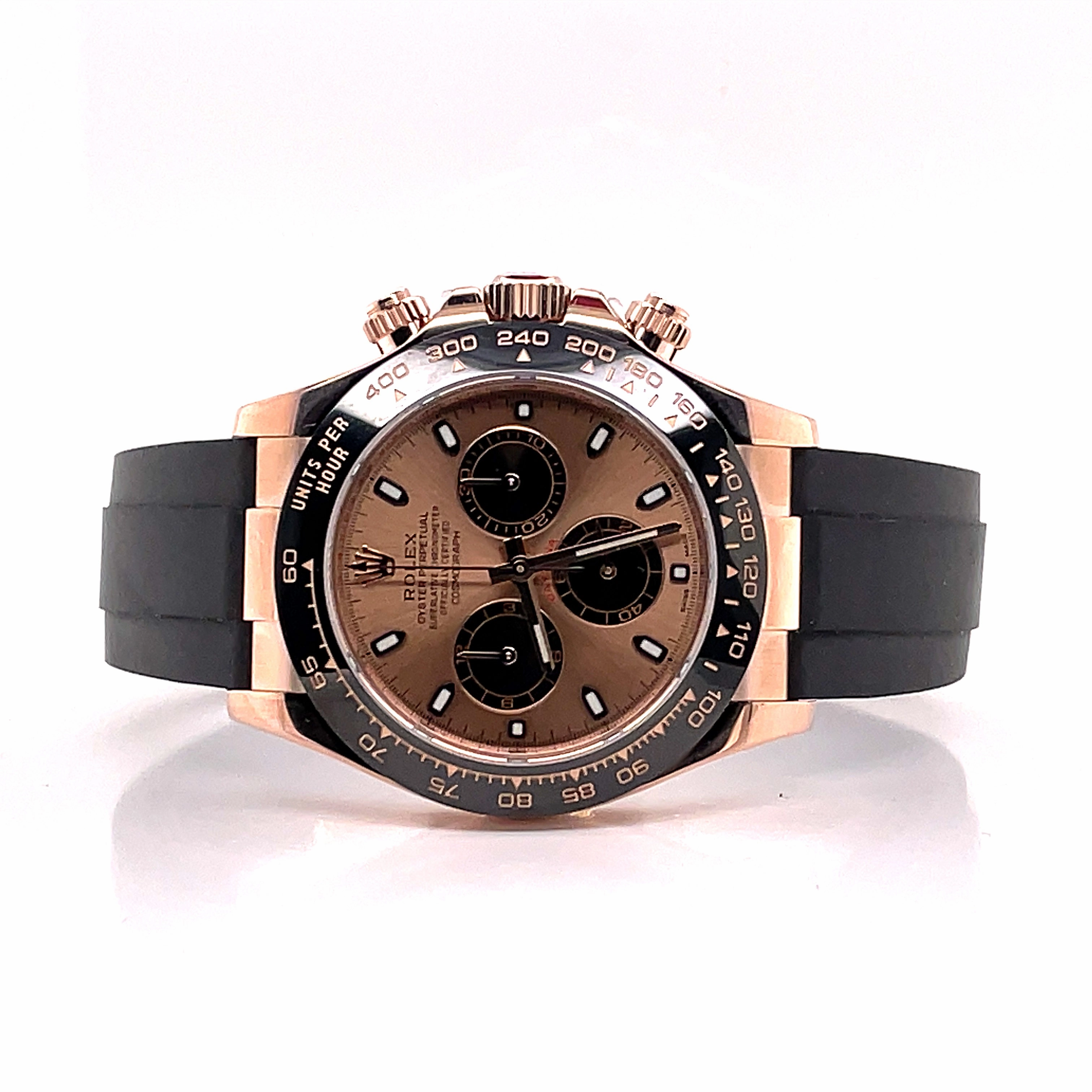 Rolex Daytona Rose Gold Black Ceramic Oyster flex Watch 116515 LN Box And Papers
