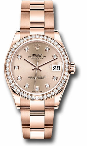 Rolex Everose Gold Datejust 31 Watch - Diamond Bezel - Ros Diamond Dial - Oyster Bracelet 278285RBR rsdo