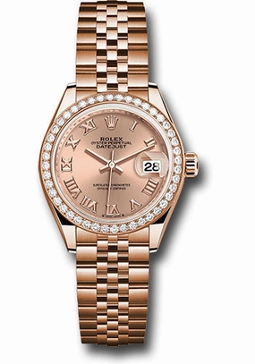Rolex Everose Gold Lady-Datejust Watch - Diamond Bezel - Ros Roman Dial - Jubilee Bracelet - 279135rbr rsrj