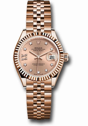 Rolex Everose Gold Lady-Datejust Watch - Fluted Bezel - Ros Star Diamond Roman 9 Dial - Jubilee Bracelet - 279175 rs9dix8dj