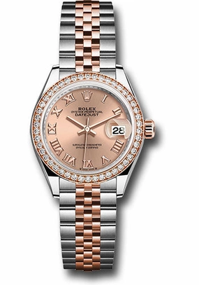 Rolex Everose Rolesor Lady-Datejust Watch - Diamond Bezel - Ros Roman Dial - Jubilee Bracelet - 279381rbr rsrj