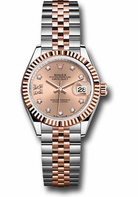 Rolex Everose Rolesor Lady-Datejust Watch - Fluted Bezel - Ros Star Diamond Roman 9 Dial - Jubilee Bracelet - 279171 rs9dix8dj
