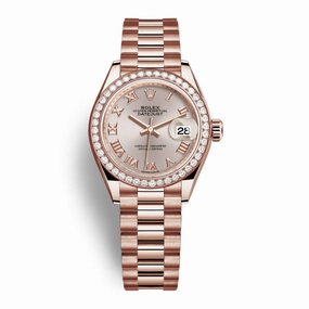 Rolex Lady Datejust 28mm - Ref: 279135rbr-0013 - Sundust Dial & Diamond Bezel, 18K Rose Gold President Bracelet Women's Watch