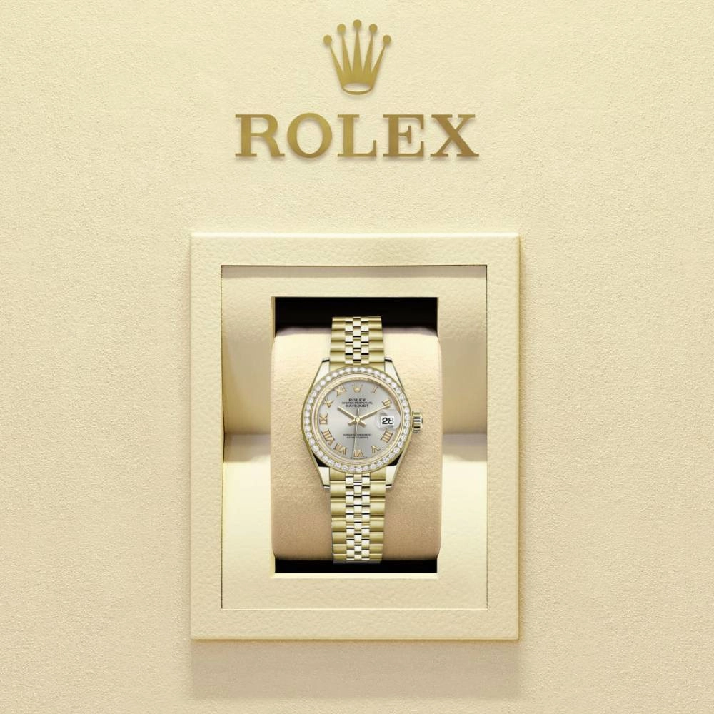 Rolex Lady Datejust 28mm - Ref: 279138rbr-0018 - Silver Dial, 18K Yellow Gold Jubilee Bracelet Women's Watch