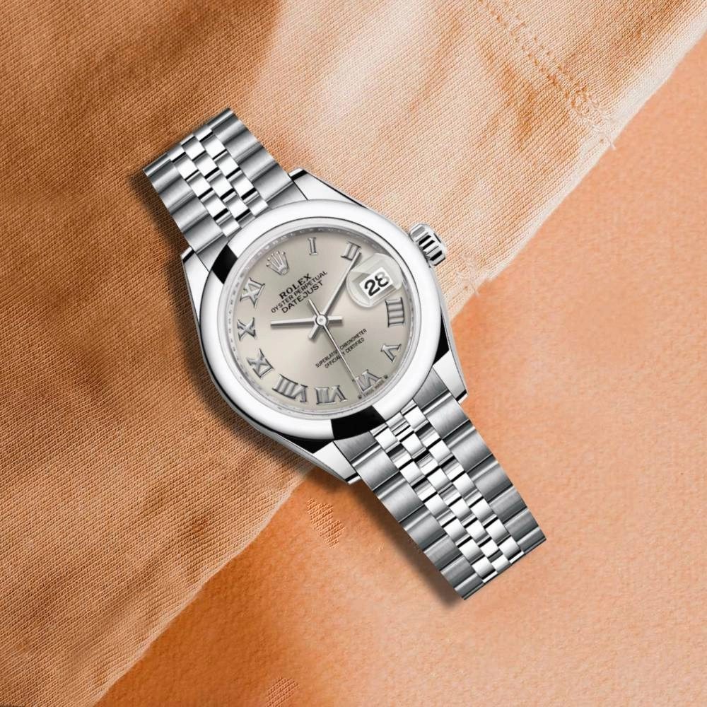 Rolex Lady-Datejust 28mm - Ref: 279160-0007 - Silver Roman Dial, Stainless Steel Jubilee Bracelet Women's Watch