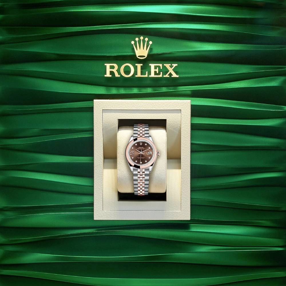 Rolex Lady-Datejust 28mm - Ref: 279161-0003 - Chocolate Diamond Dial, Two Tone Stainless Steel & 18K Rose Gold Jubilee Bracelet Women's Watch