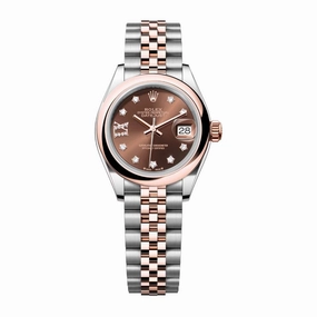 Rolex Lady-Datejust 28mm - Ref: 279161-0003 - Chocolate Diamond Dial, Two Tone Stainless Steel & 18K Rose Gold Jubilee Bracelet Women's Watch