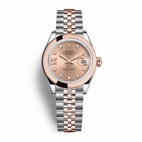 Rolex Lady-Datejust 28mm - Ref: 279161-0027 - Rose Diamond Dial, Two Tone Stainless Steel & 18K Rose Gold Jubilee Bracelet Women's Watch