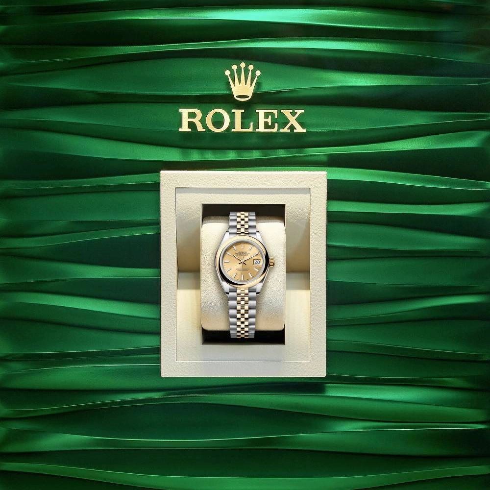 Rolex Lady-Datejust 28mm - Ref: 279163-0001 - Champagne Stick Dial, Two Tone Stainless Steel & 18K Yellow Gold Jubilee Bracelet Women's Watch