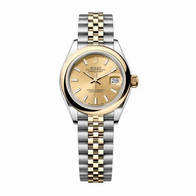 Rolex Lady-Datejust 28mm - Ref: 279163-0001 - Champagne Stick Dial, Two Tone Stainless Steel & 18K Yellow Gold Jubilee Bracelet Women's Watch