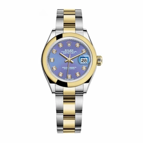 Rolex Lady-Datejust 28mm - Ref: 279163-0018 - Lavender Purple Diamond Dial, Two Tone Stainless Steel & 18K Yellow Gold Oyster Bracelet Women's Watch