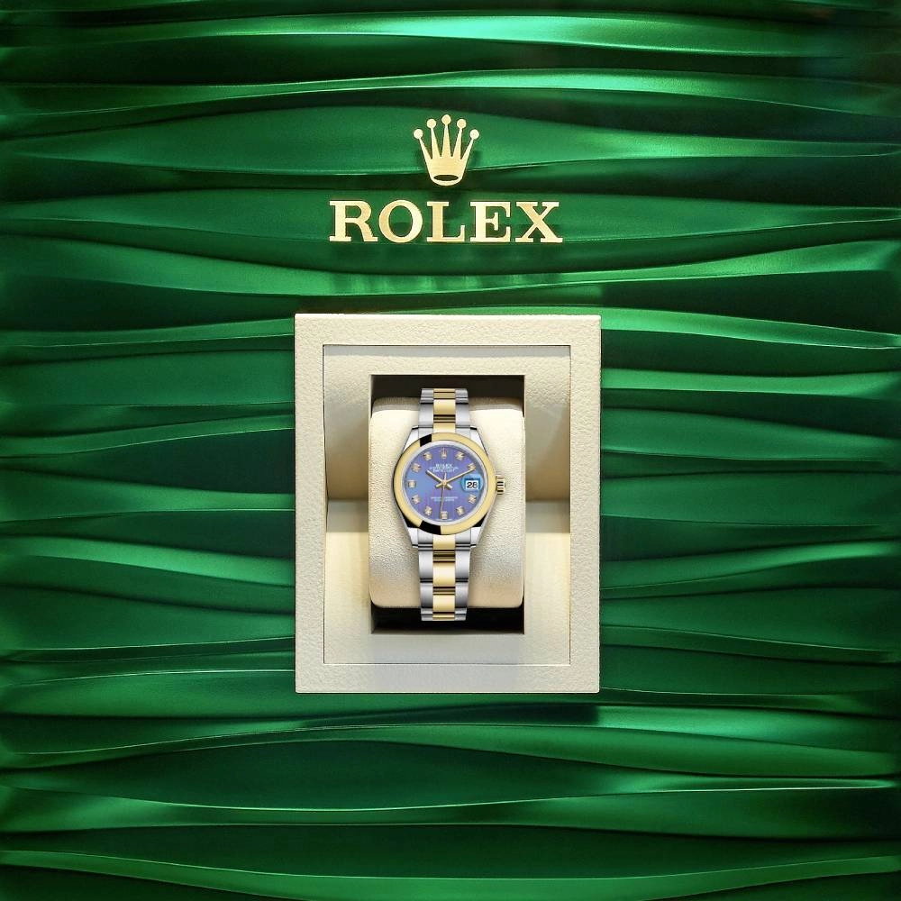 Rolex Lady-Datejust 28mm - Ref: 279163-0018 - Lavender Purple Diamond Dial, Two Tone Stainless Steel & 18K Yellow Gold Oyster Bracelet Women's Watch