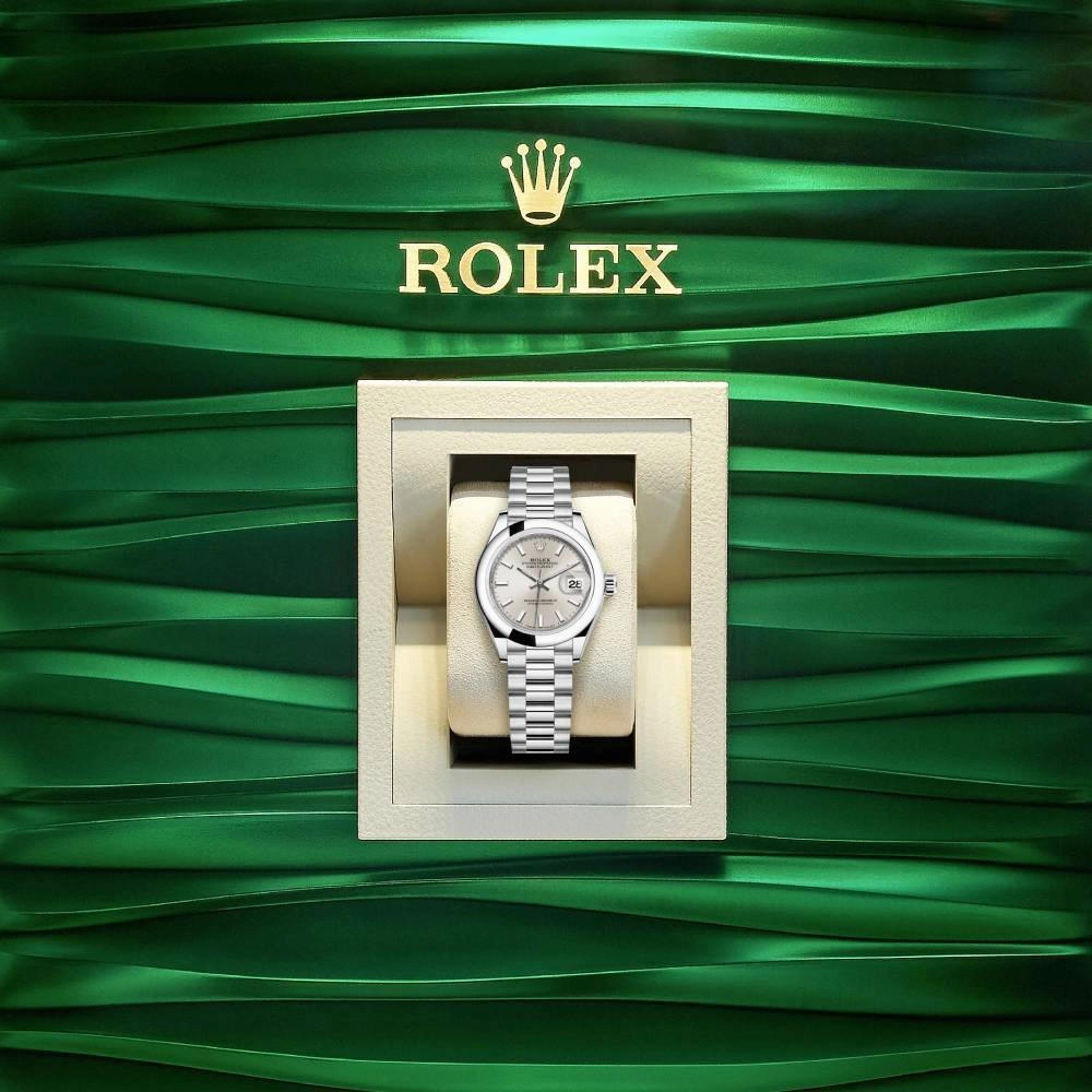 Rolex Lady-Datejust 28mm - Ref: 279166-0006 - Silver Stick Dial, Platinum President Bracelet Women's Watch
