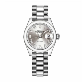 Rolex Lady-Datejust 28mm - Ref: 279166-0007 - Silver Roman Dial, Platinum Presidential Bracelet Women's Watch