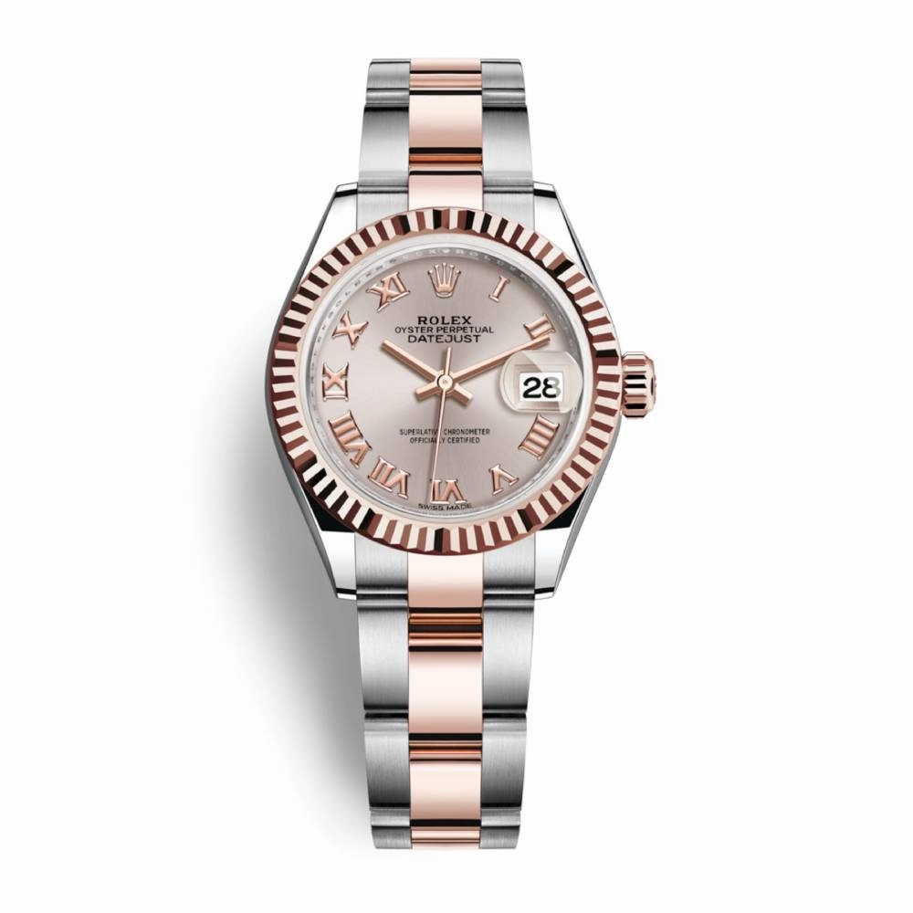 Rolex Lady-Datejust 28mm - Ref: 279171-0006 - Sundust Roman Dial, Two Tone Stainless Steel & 18K Rose Gold Oyster Bracelet Women's Watch