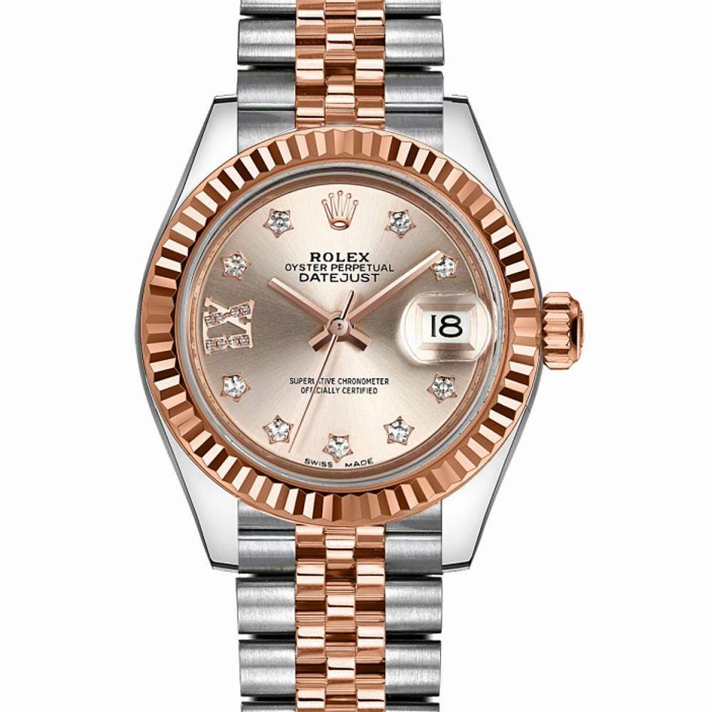 Rolex Lady-Datejust 28mm - Ref: 279171-0019 - Sundust Diamond Dial, Two Tone Stainless Steel & 18K Rose Gold Jubilee Bracelet Women's Watch