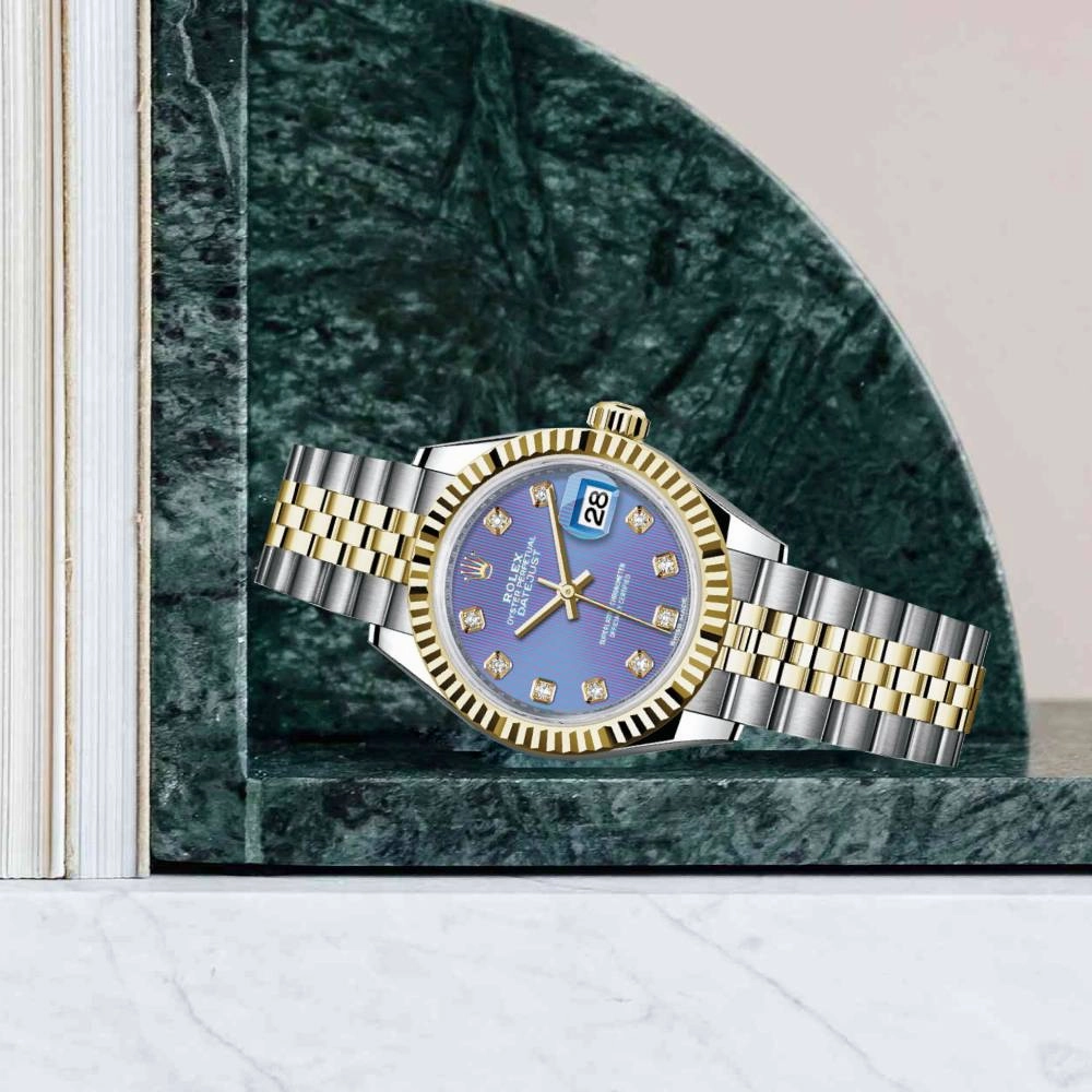 Rolex Lady-Datejust 28mm - Ref: 279173-0017 - Lavender Purple Diamond Dial, Two Tone Stainless Steel & 18K Yellow Gold Jubilee Bracelet Women's Watch